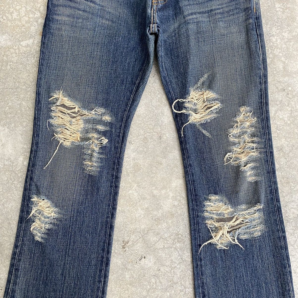 Japanese Brand Koromo X Rico Japan Mud Blue Distressed Flared Denim Jeans Size US 30 / EU 46 - 4 Thumbnail