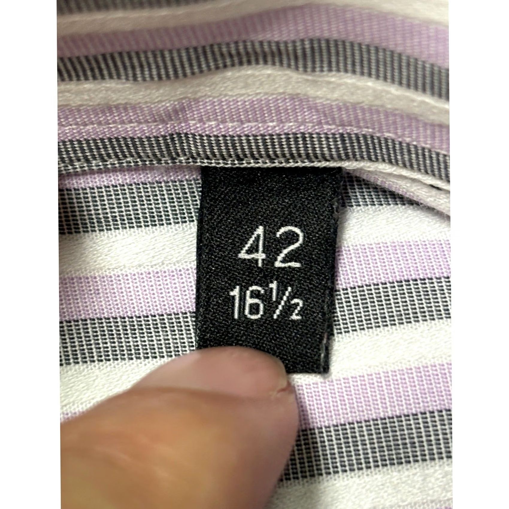 Hugo Boss BOSS Hugo Boss Dress Shirt Striped Regular Fit 16.5 42 Purple Men 100% Cotton Italian Fabric Long Sleeve Button Down Shirt Size 46R - 5 Thumbnail