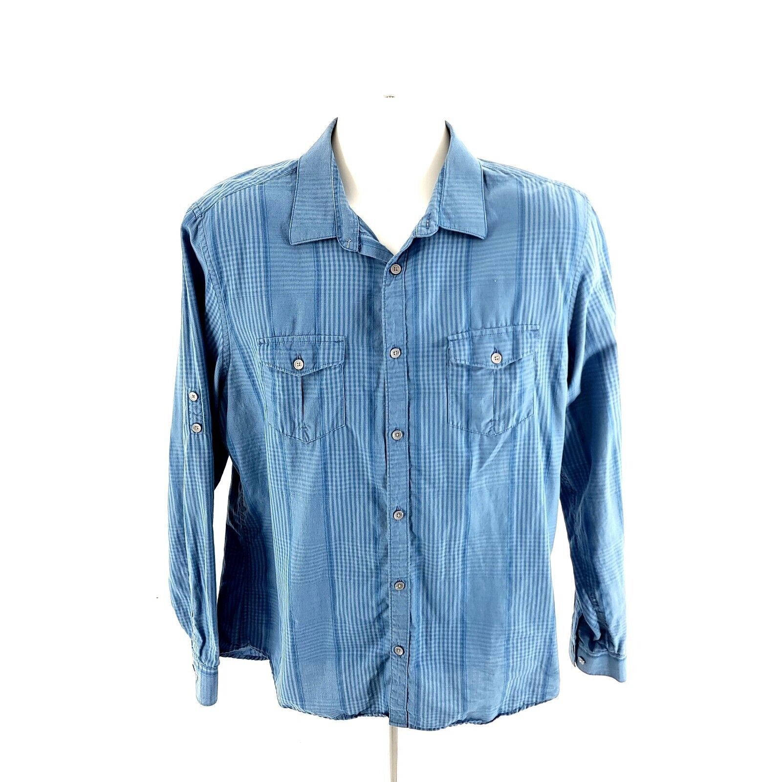 Calvin Klein Calvin Klein Plaid Blue Double Front Pocket Cotton Linen Col Size US L / EU 52-54 / 3 - 3 Thumbnail