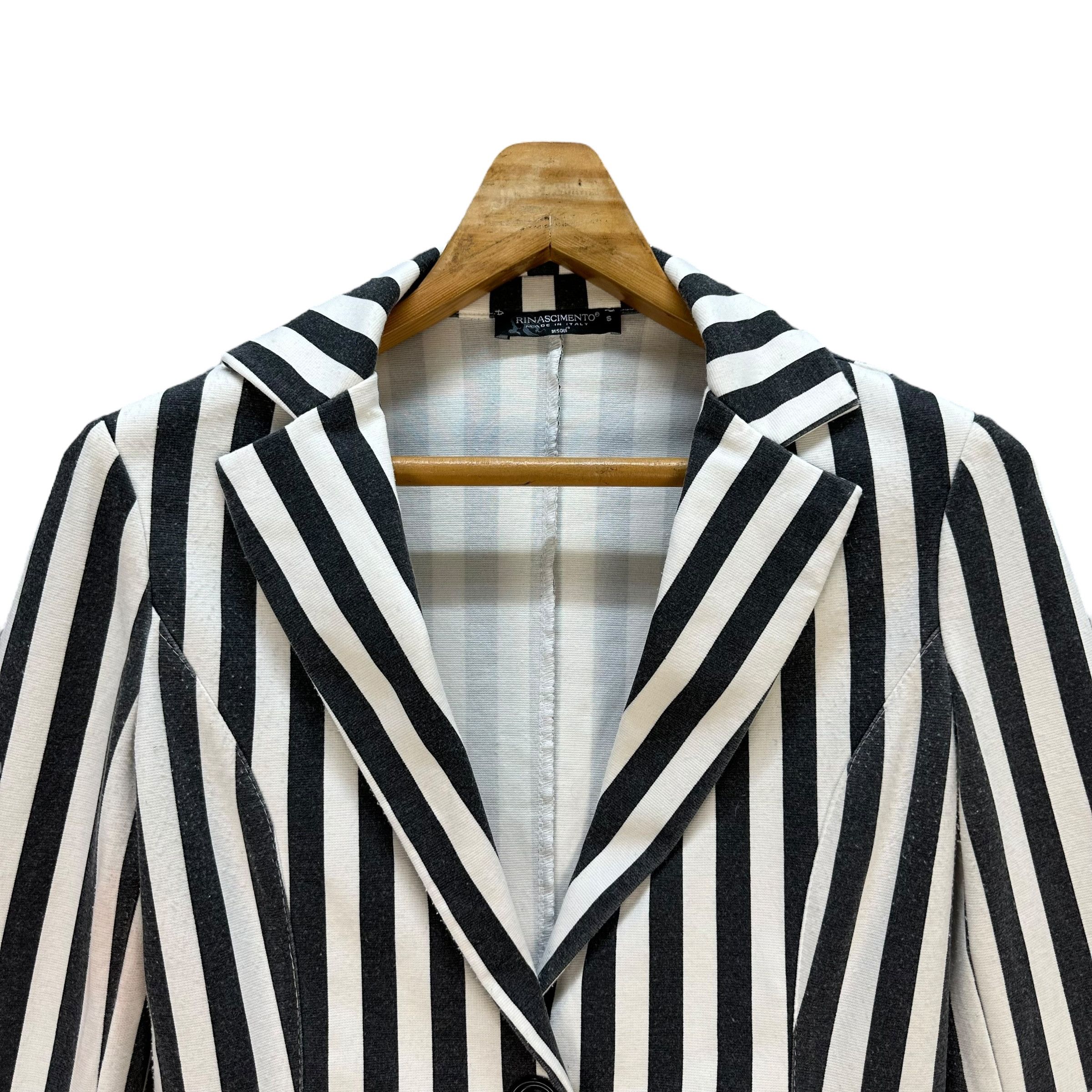 Other RINASCIMENTO Black White Striped Lightweight Blazer A75-1802 Size S / US 4 / IT 40 - 2 Thumbnail