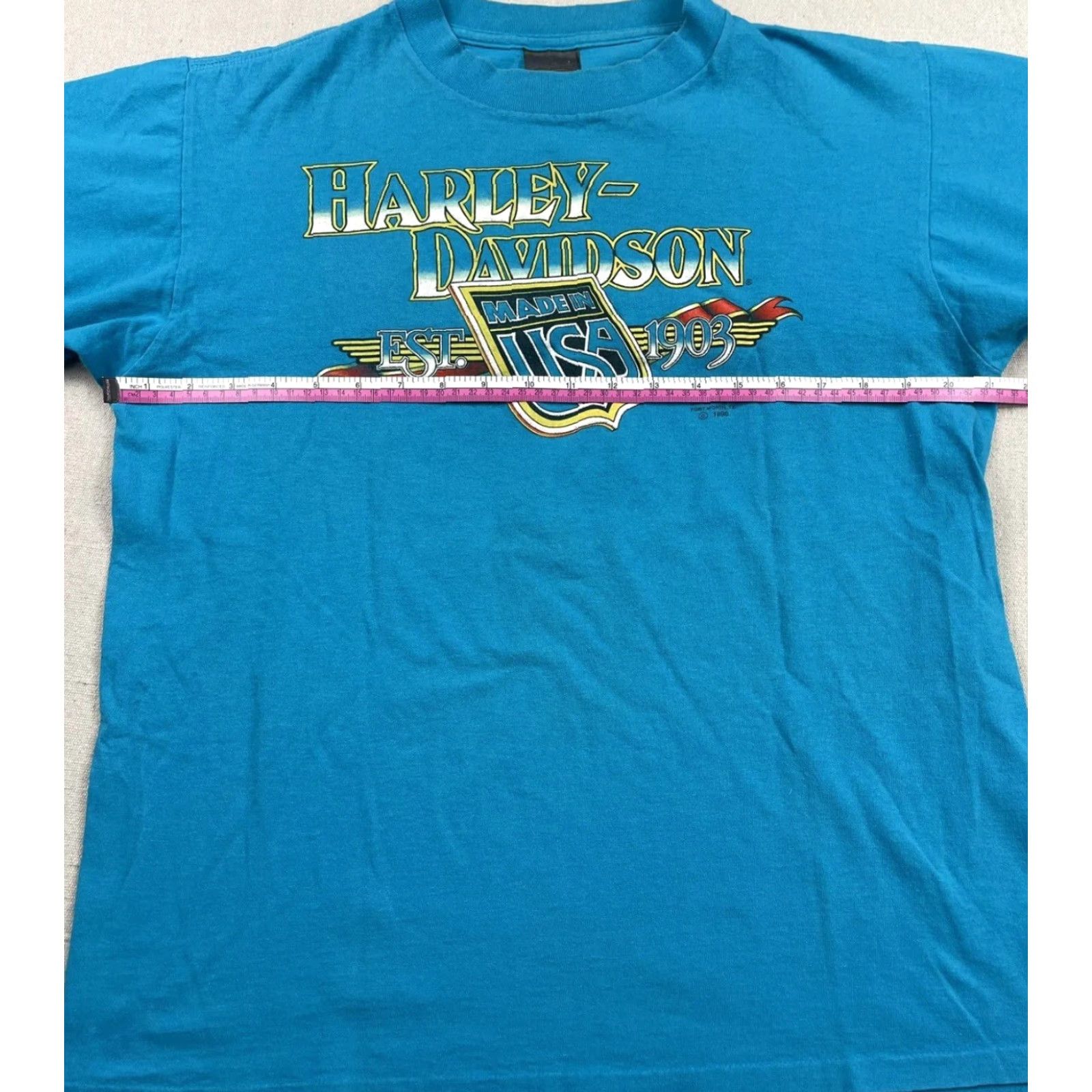 Harley Davidson VINTAGE Harley-Davidson Shirt 3D Emblem Graphic Tee Adult L Blue 1990s Mens Size US L / EU 52-54 / 3 - 5 Thumbnail
