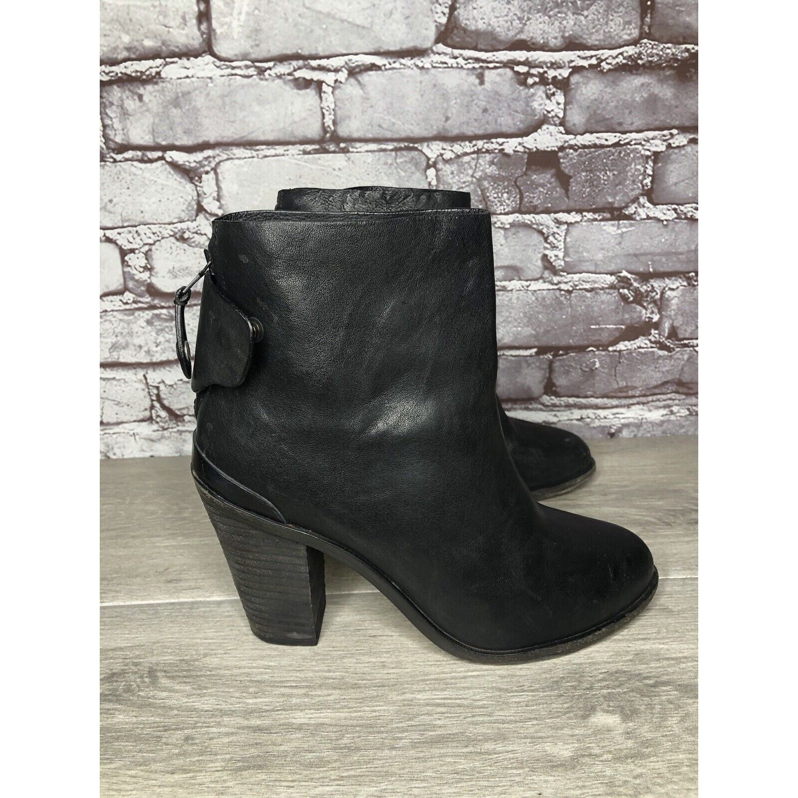 Rag & Bone Rag & Bone Black Leather Ankle Back Zip Heel Booties Women S Size US 9 / IT 39 - 15 Thumbnail