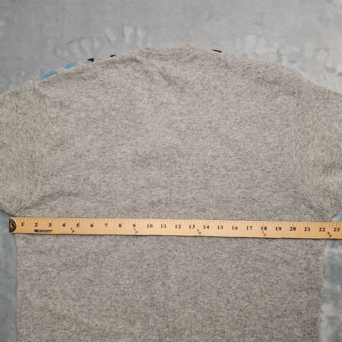 Vintage VINTAGE Monte Carlo Sweater Mens 44 Gray Blue Abstract Lambswool Blend V-Neck Preppy Classic Knitted Argyle Diamond Embroidered All Seasons Pullover Size US XXL / EU 58 / 5 - 7 Thumbnail