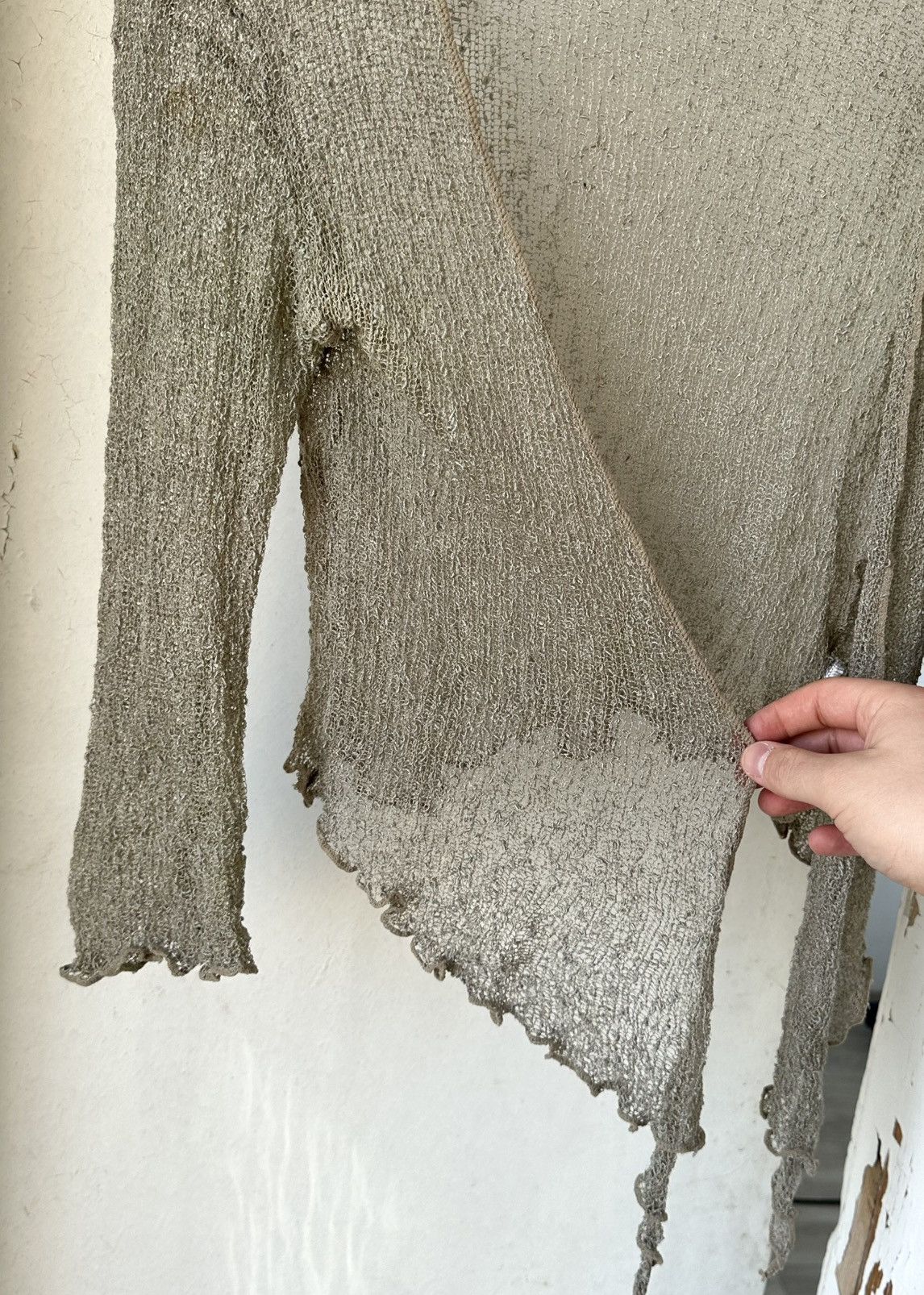 Vintage Vintage Mesh Khaki Kardigan Poncho Size M / US 6-8 / IT 42-44 - 5 Thumbnail
