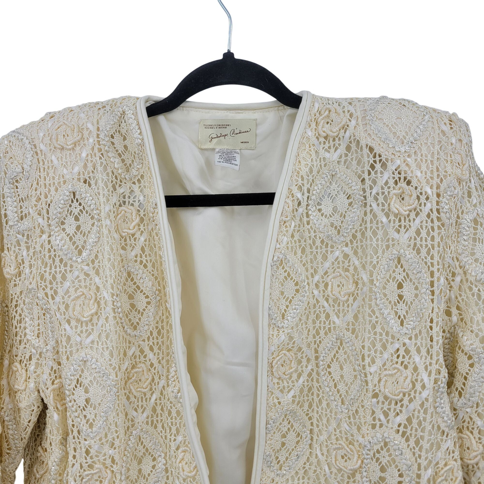 Vintage Vintage Handcrafted Formal Crochet Bolero Jacket M Vanilla O Size M / US 6-8 / IT 42-44 - 5 Thumbnail