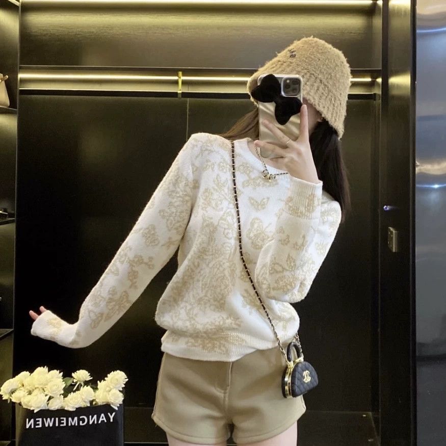 Christian Dior Monsieur Christian Dior mar563 Embroidered Butterfly Gold Wool 34 Size XS / US 0-2 / IT 36-38 - 7 Thumbnail