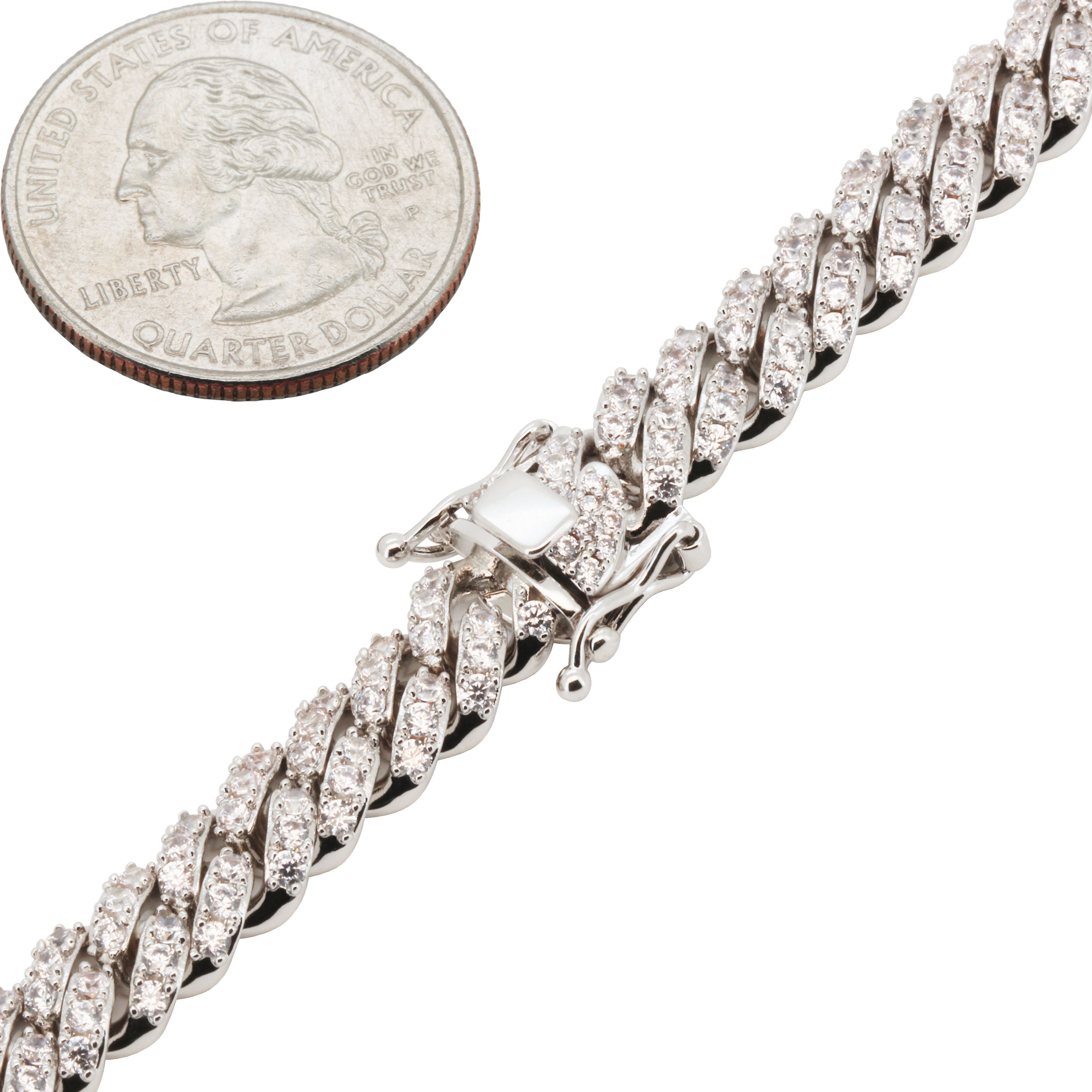 Other 14k White Gold Plated AAA CZ 8mm Cuban Link Bracelet 8” Size ONE SIZE - 2 Thumbnail