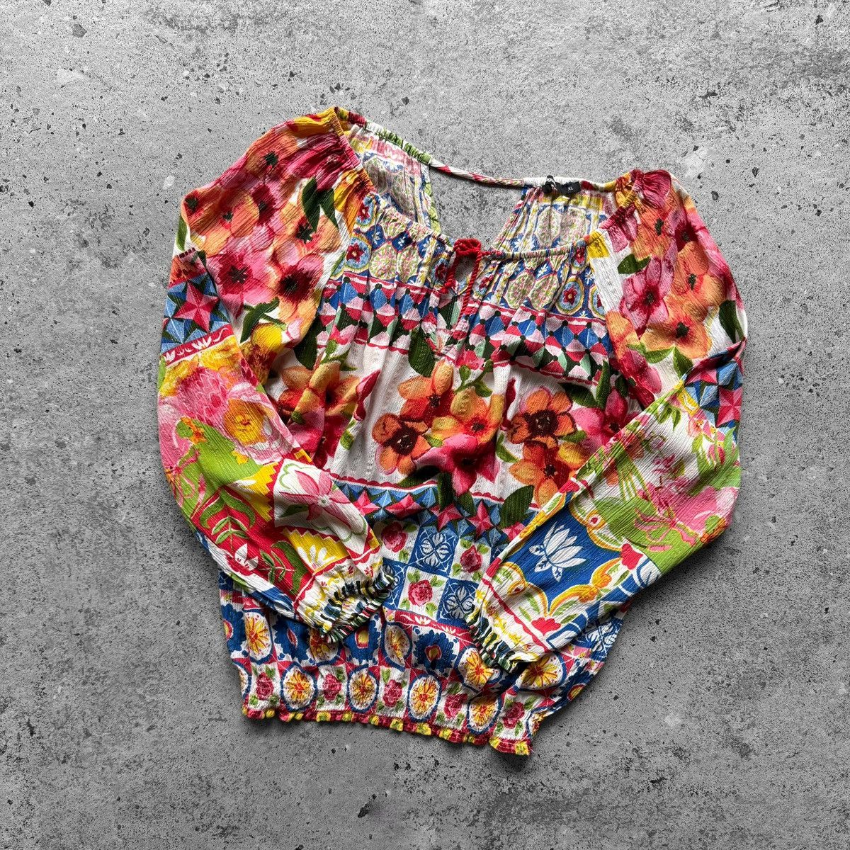 Desigual Desigual Womens Floral Long Sleeve Blouse Top Bohemian Size XL / US 12-14 / IT 48-50 - 6 Thumbnail