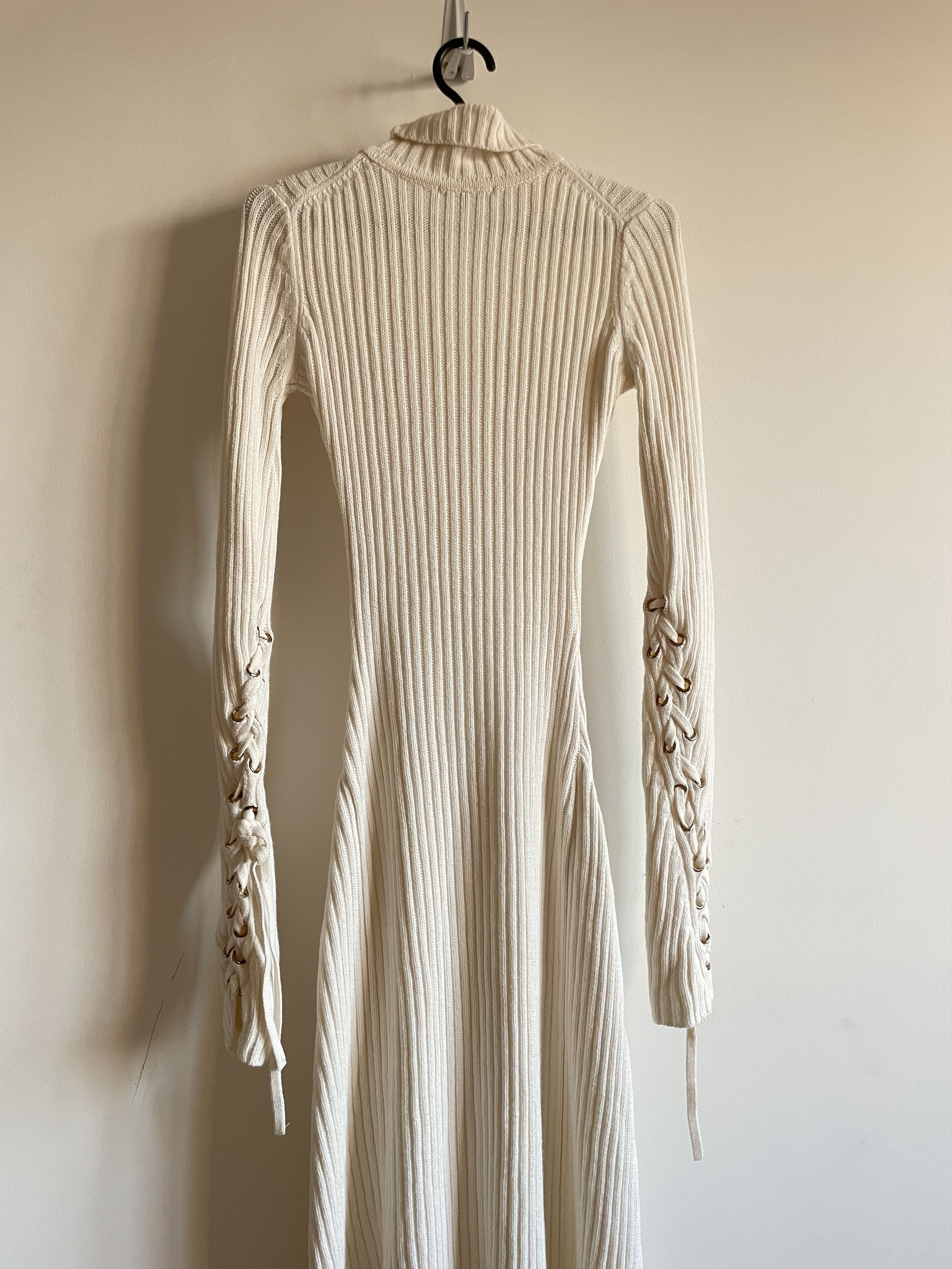 Maje Maje Rafaela Cotton/Wool Ribbed Lace-up Sleeve Maxi Dress Size S / US 4 / IT 40 - 5 Thumbnail