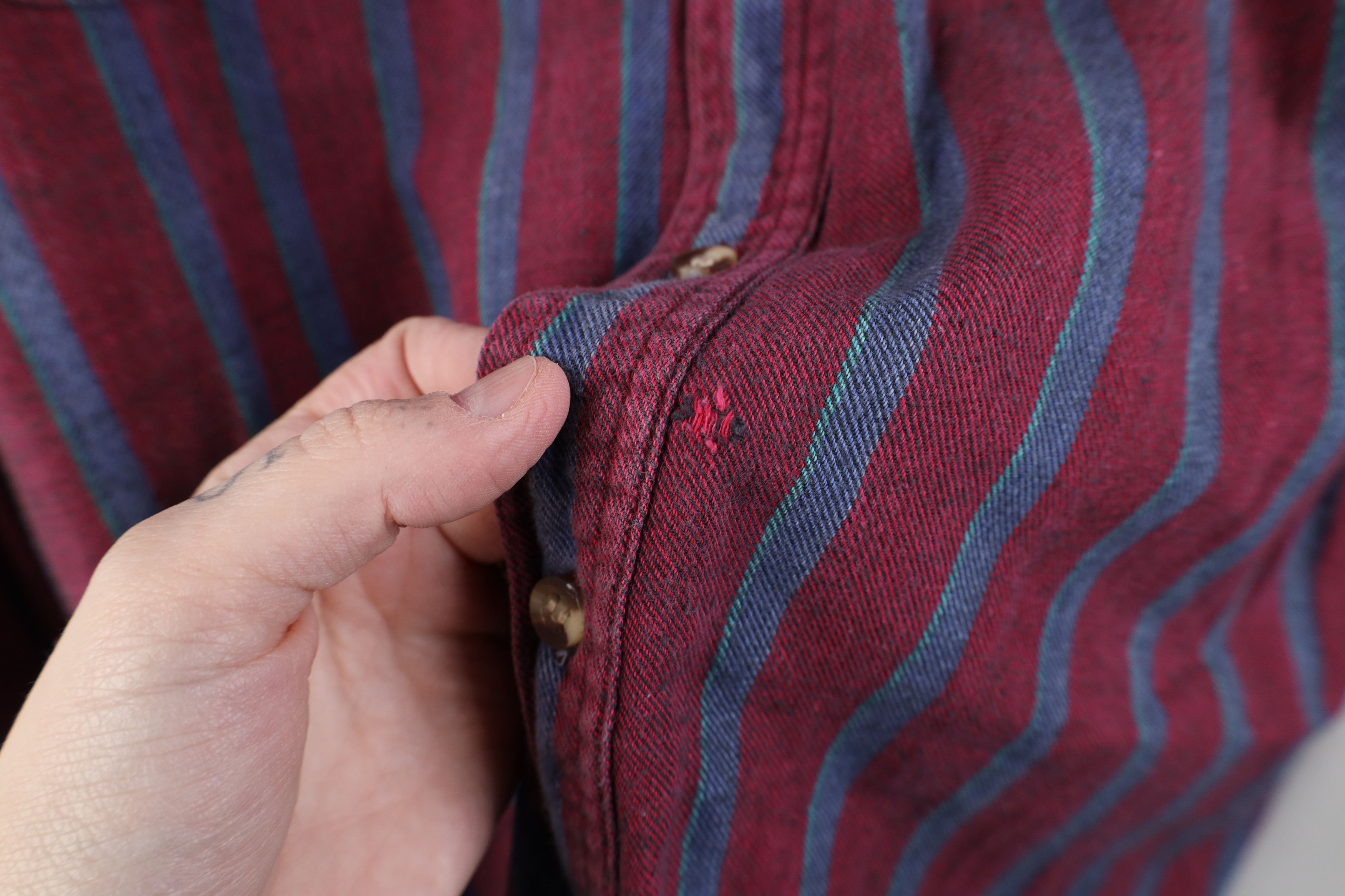 Vintage Vintage 90s Streetwear Striped Flannel Button Down Shirt Size US L / EU 52-54 / 3 - 6 Thumbnail