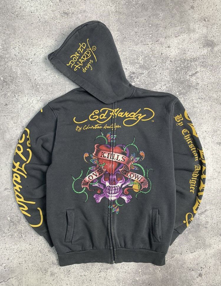 Christian Audigier Vintage 00s Zip-hoodie Y2K Ed Hardy by Christian Audigier Size US M / EU 48-50 / 2 - 3 Thumbnail