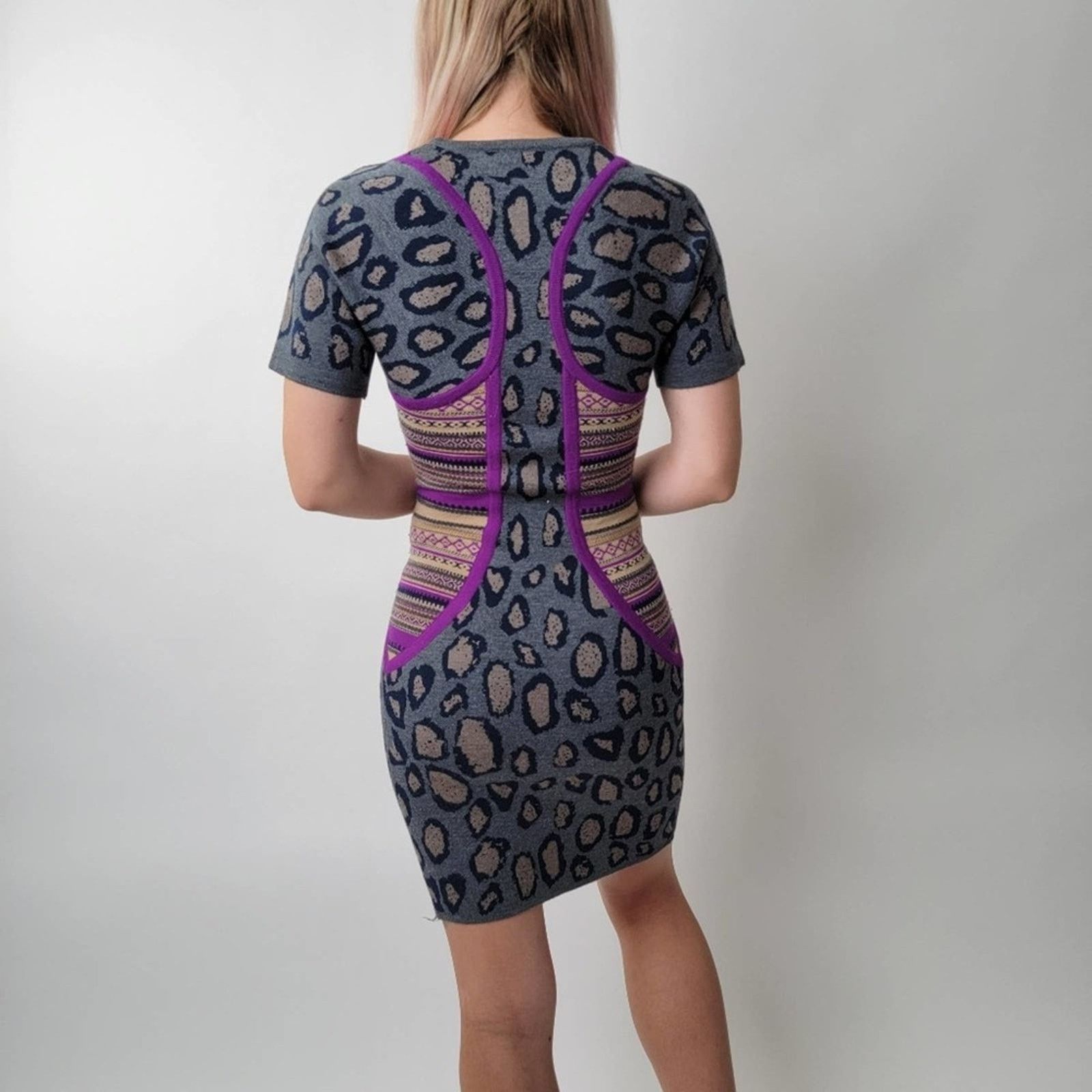 Designer Cut25 by Yigal Azrouël Boa Leopard Bodycon Sweater Dress Size XS / US 0-2 / IT 36-38 - 3 Thumbnail