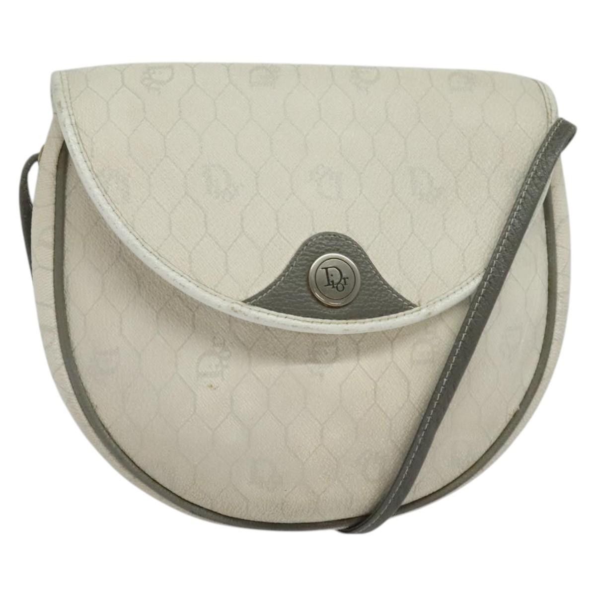 DIOR Honeycomb Canvas Shoulder Bag Pvc White Gold