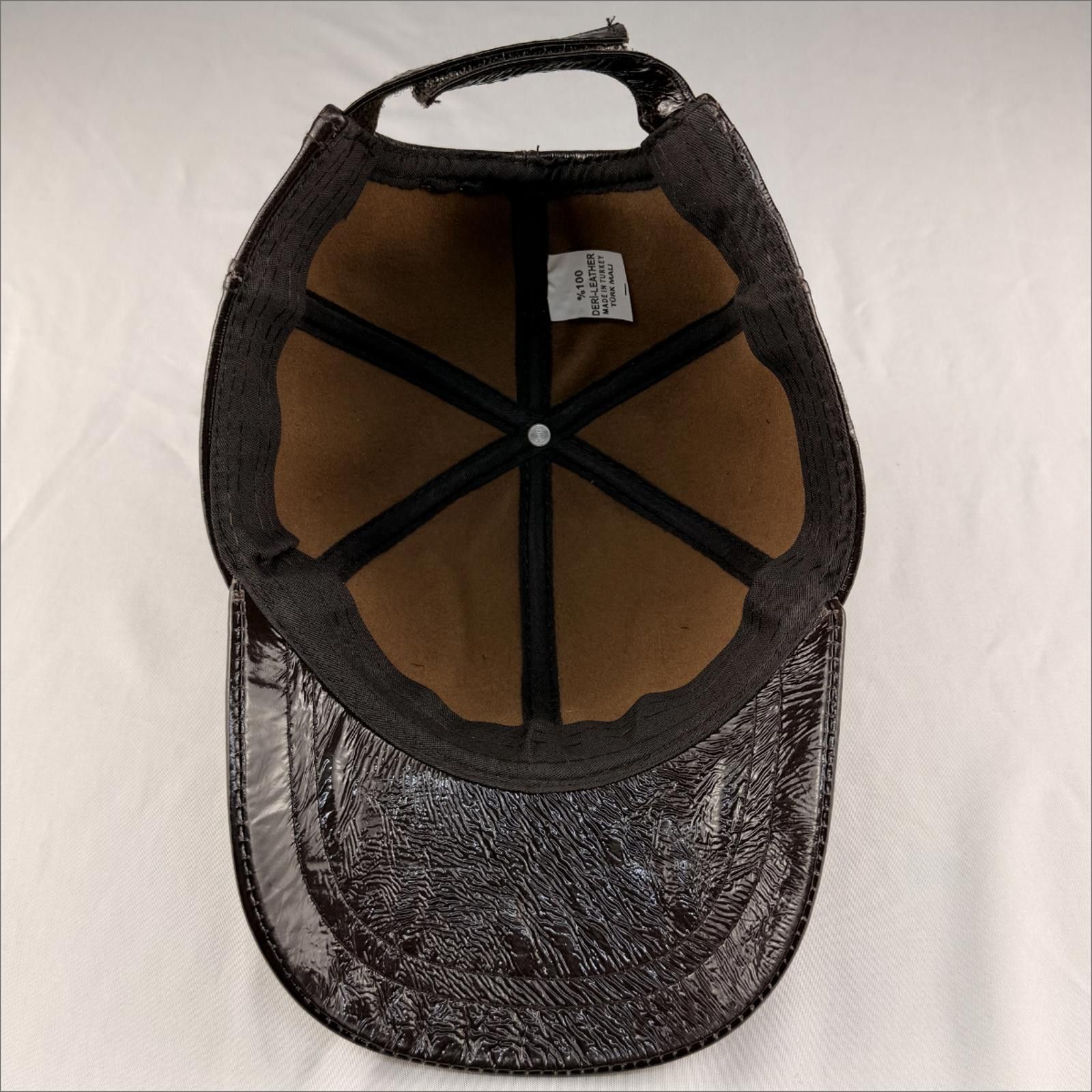 Other NEW Dark Brown Leather Baseball Cap - Premium Hat 081 Size ONE SIZE - 6 Thumbnail