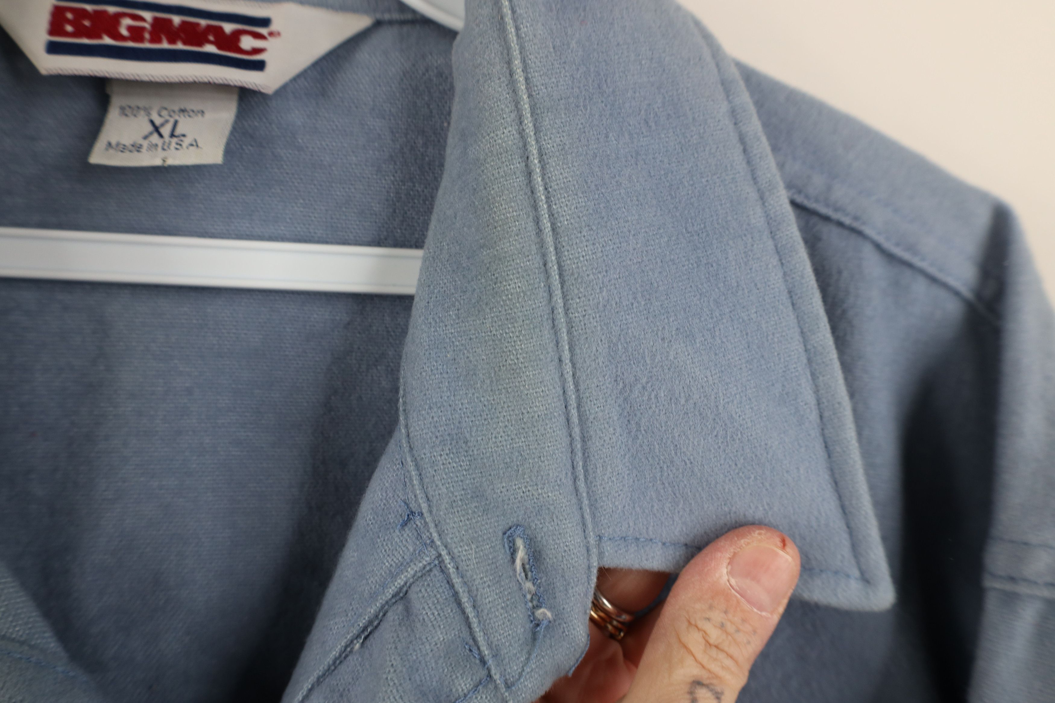 Vintage Vintage 70s Big Mac Chamois Cloth Button Shirt Blue USA Size US XL / EU 56 / 4 - 9 Thumbnail