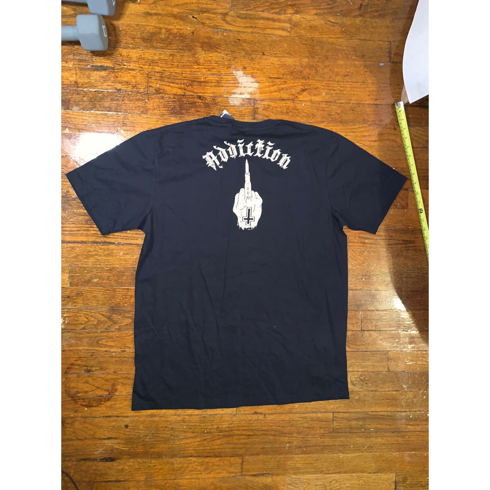 Other Addiction Middle Finger Cross T Shirt XL Black Gothic NWT Size US XL / EU 56 / 4 - 8 Thumbnail