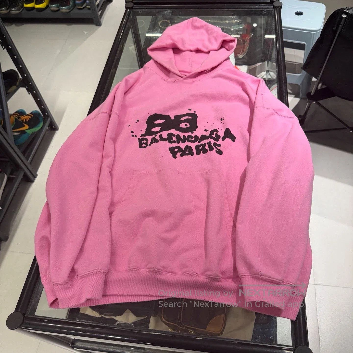 Balenciaga Balenciaga Pink Splatter Logo Hoodie. Size M / US 6-8 / IT 42-44 - 3 Thumbnail