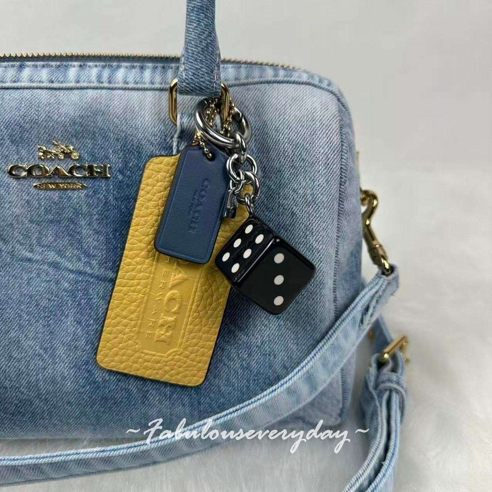 Coach Coach Rowan Satchel Crossbody Loved Denim Charms/Gold/Indigo Size ONE SIZE - 5 Thumbnail