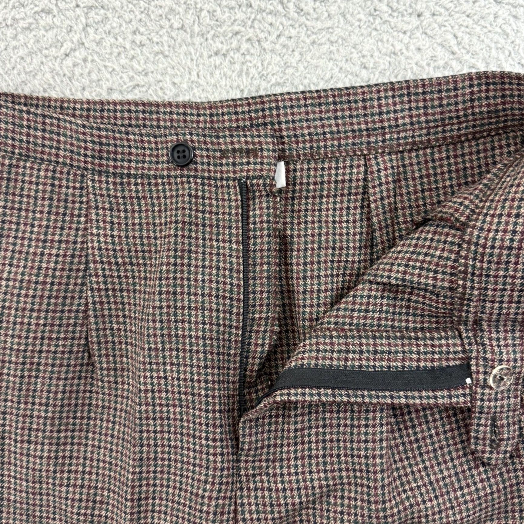 Vintage VINTAGE Briggs New York Pants Women 12 Houndstooth High Waist Pleated Trousers NWT Brown 90s City Hipster Preppy Modern Classic Tapered Leg Size 34" / US 12 / IT 48 - 4 Thumbnail