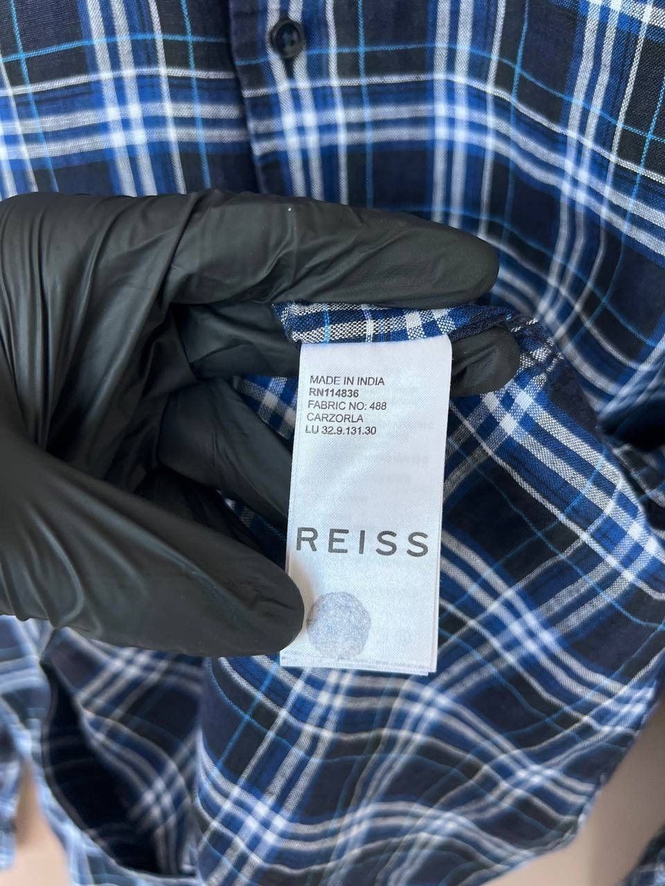 Reiss Reiss Checked Linen Button Down Shirt Mens Size M/L Slim Fit Size US L / EU 52-54 / 3 - 11 Thumbnail
