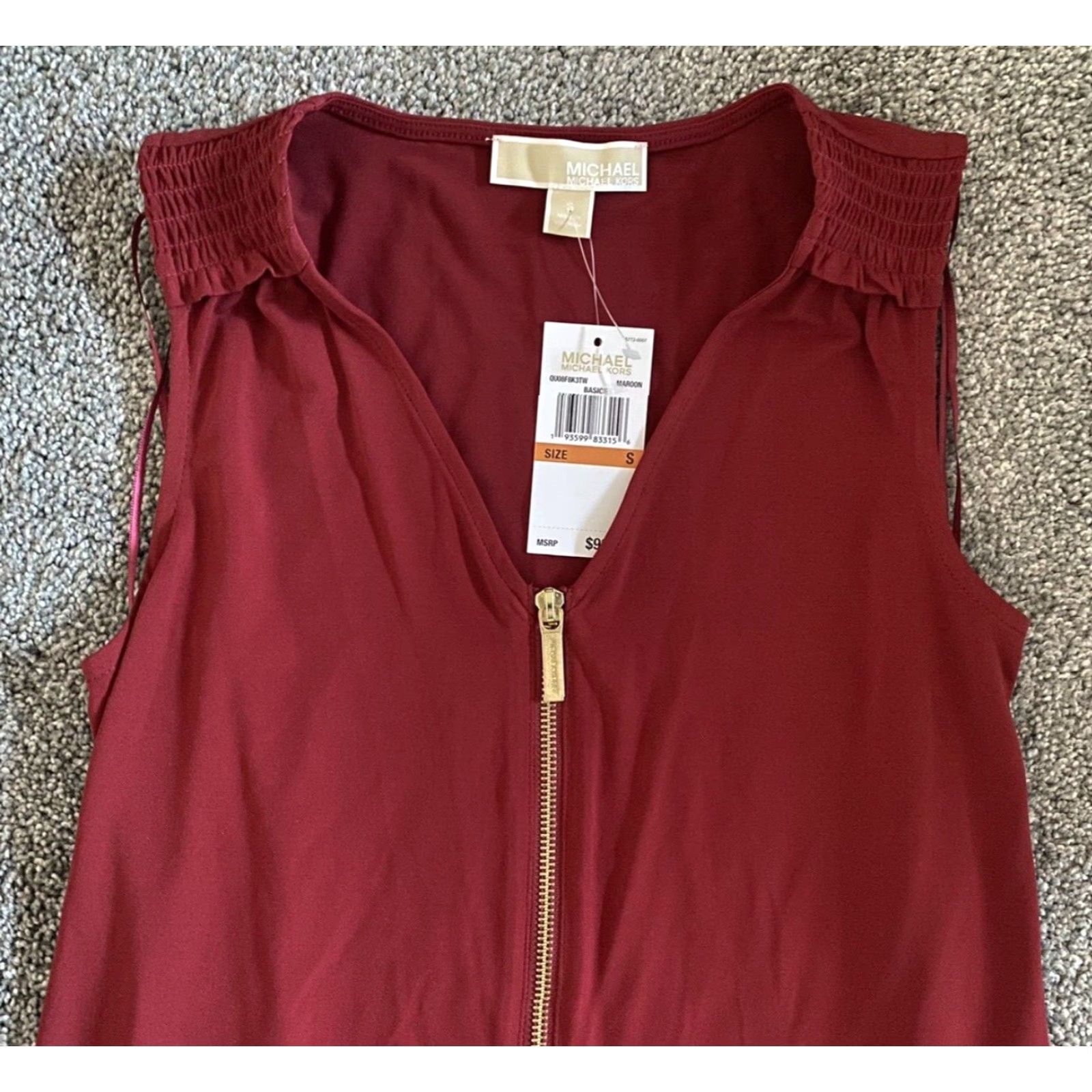 Michael Kors NWT Michael Kors Women’s Dress Sleeveless Maroon Red Size Small Short Zip Classic Designer Size S / US 4 / IT 40 - 5 Thumbnail