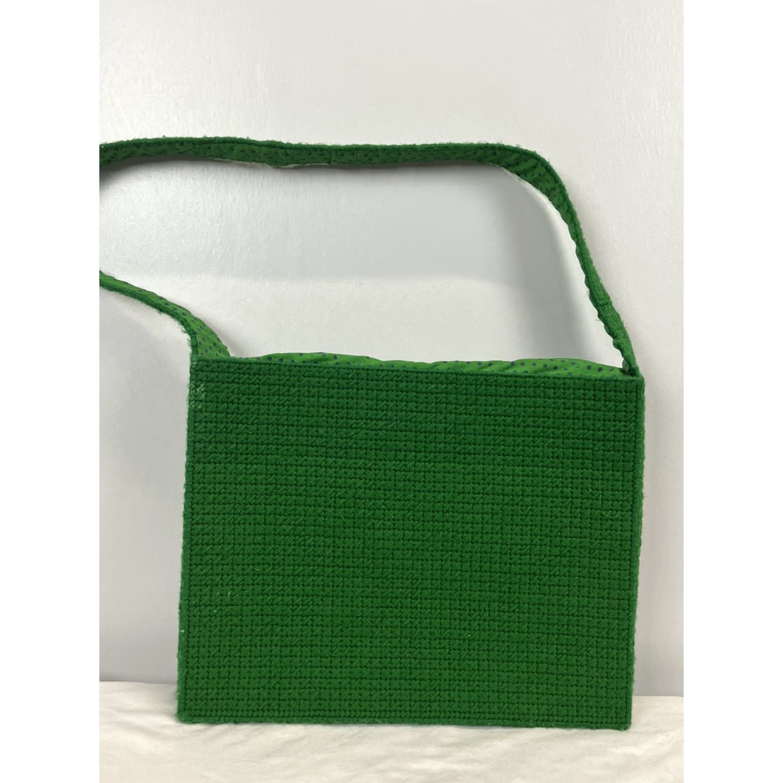 Vintage VINTAGE Handmade Georgia State Shoulder Bag Women Grass Green Lined Yarn VGUC Unique Size ONE SIZE - 2 Thumbnail
