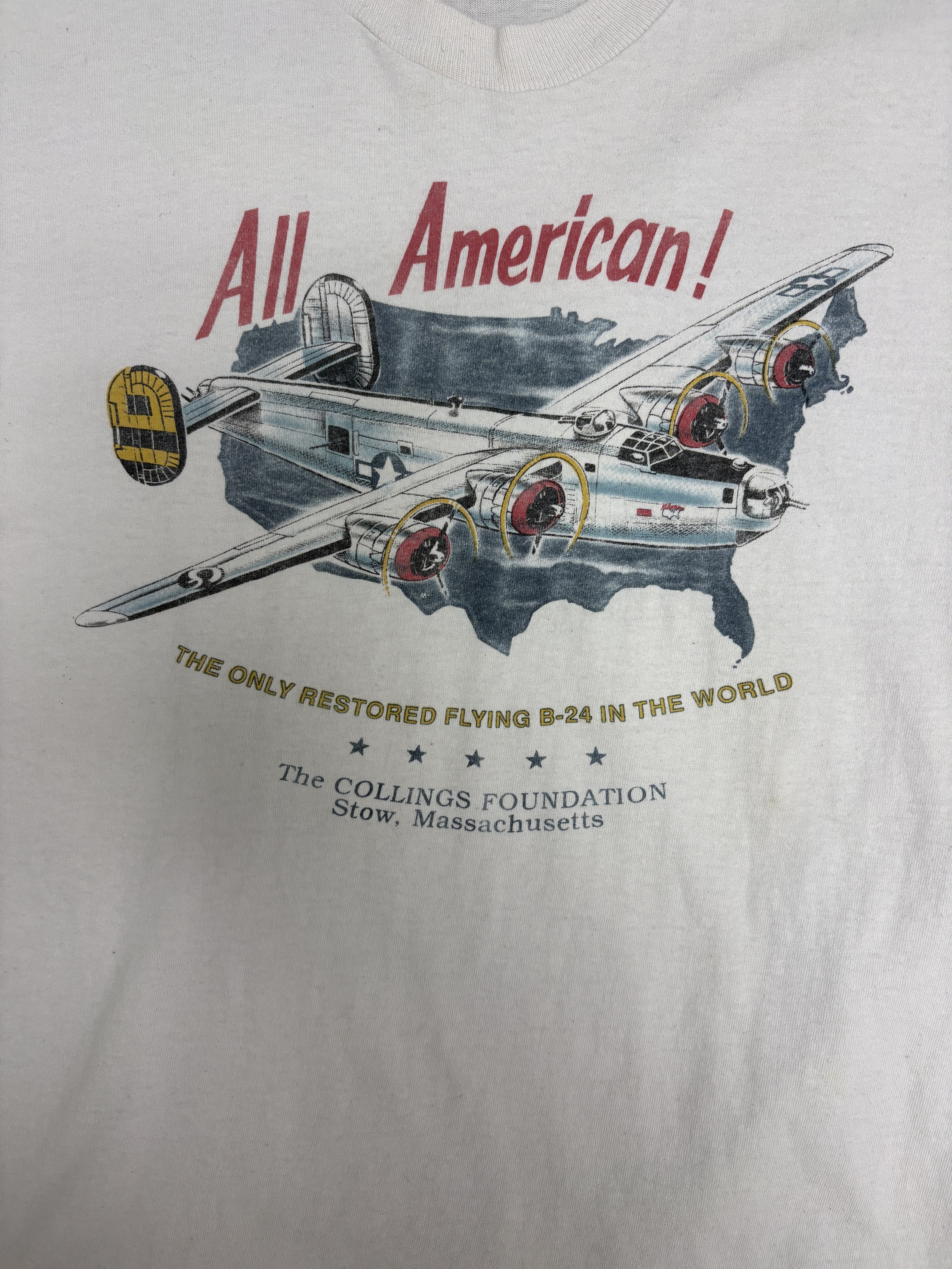 Vintage All American B-24 Vintage White T-Shirt Tee Size US L / EU 52-54 / 3 - 2 Thumbnail