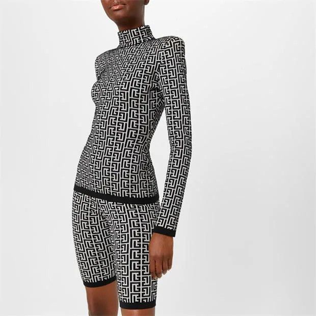 Balmain o1g2r1mq0924 Monogram High Neck Jumper in Black & White Size XS / US 0-2 / IT 36-38 - 7 Thumbnail