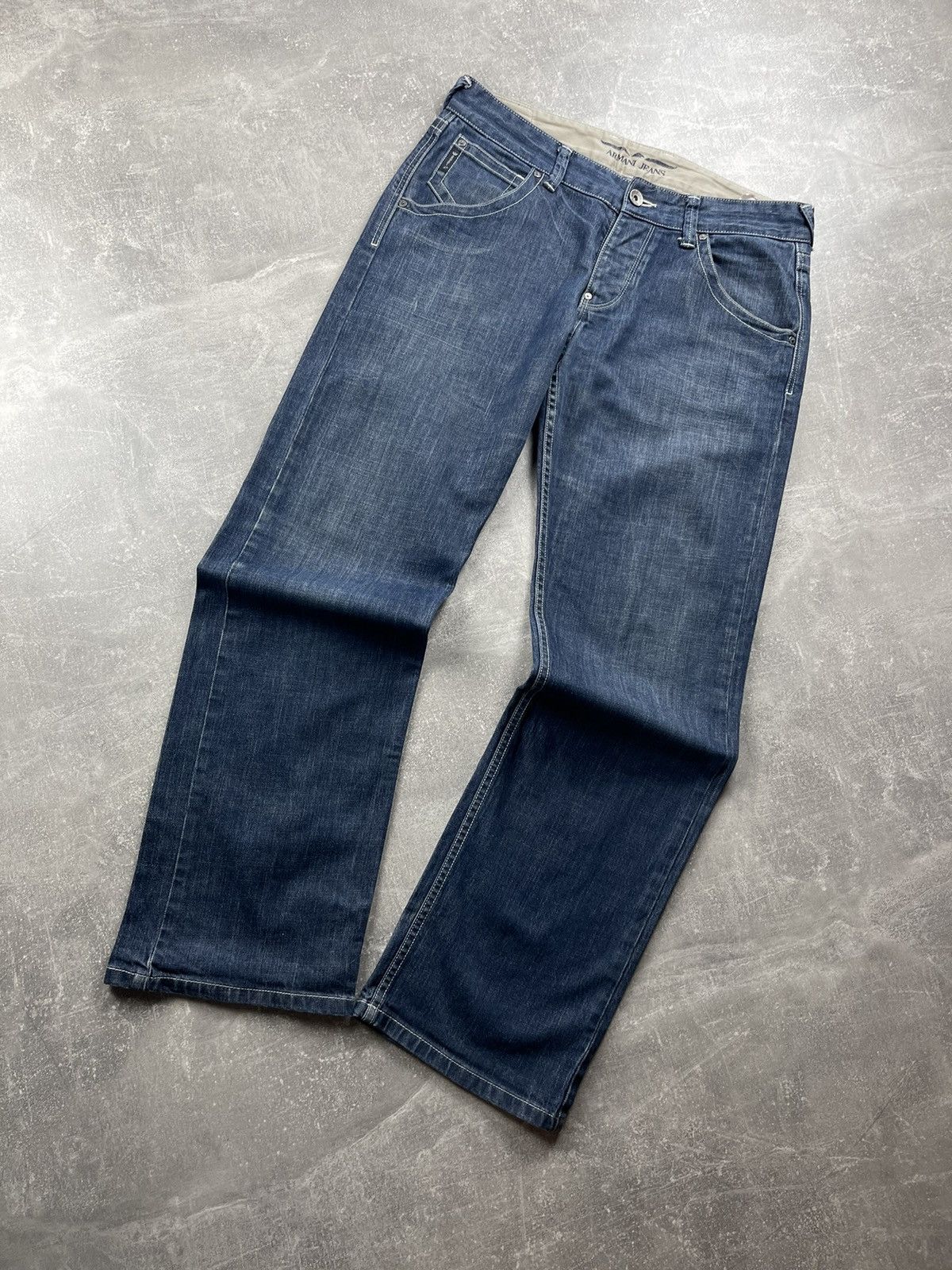 Armani Armani Jeans Vintage 00s Indigo 007 AJ Logo Denim Jeans Size US 33 - 6 Thumbnail