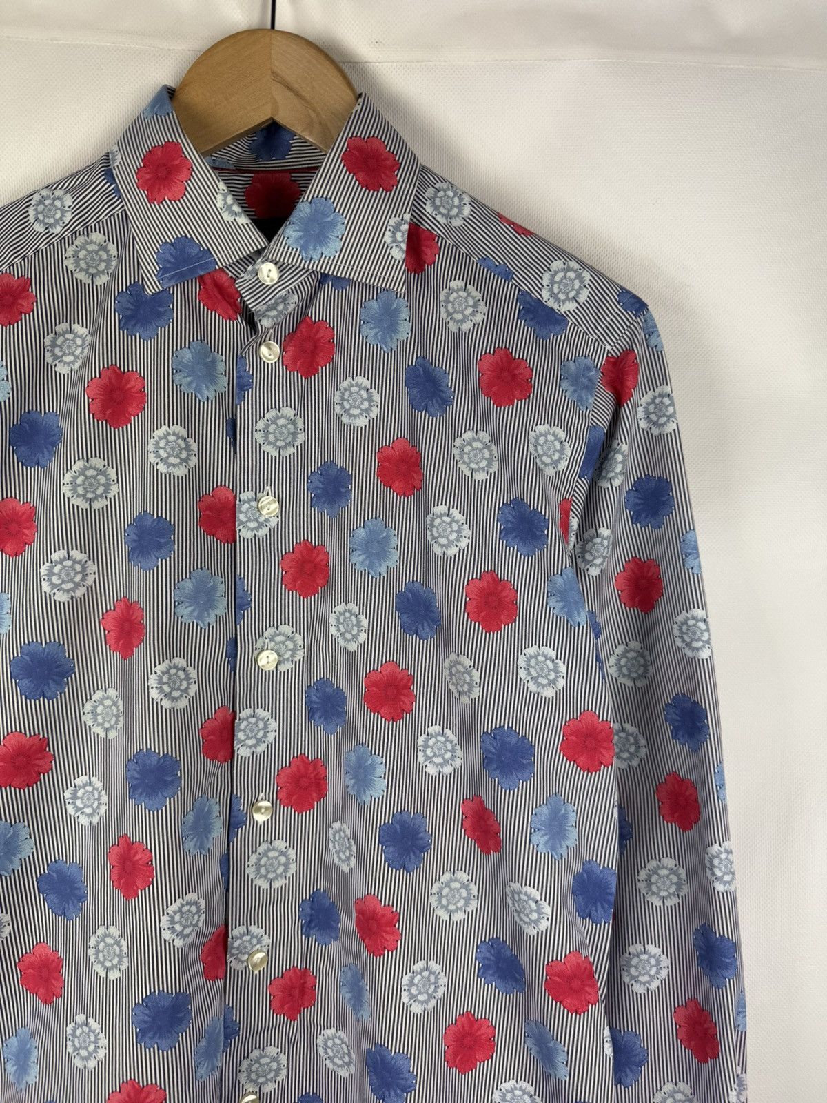 Eton Eton Long Sleeve Striped Floral Pattern Button Up Shirt Size US S / EU 44-46 / 1 - 9 Thumbnail