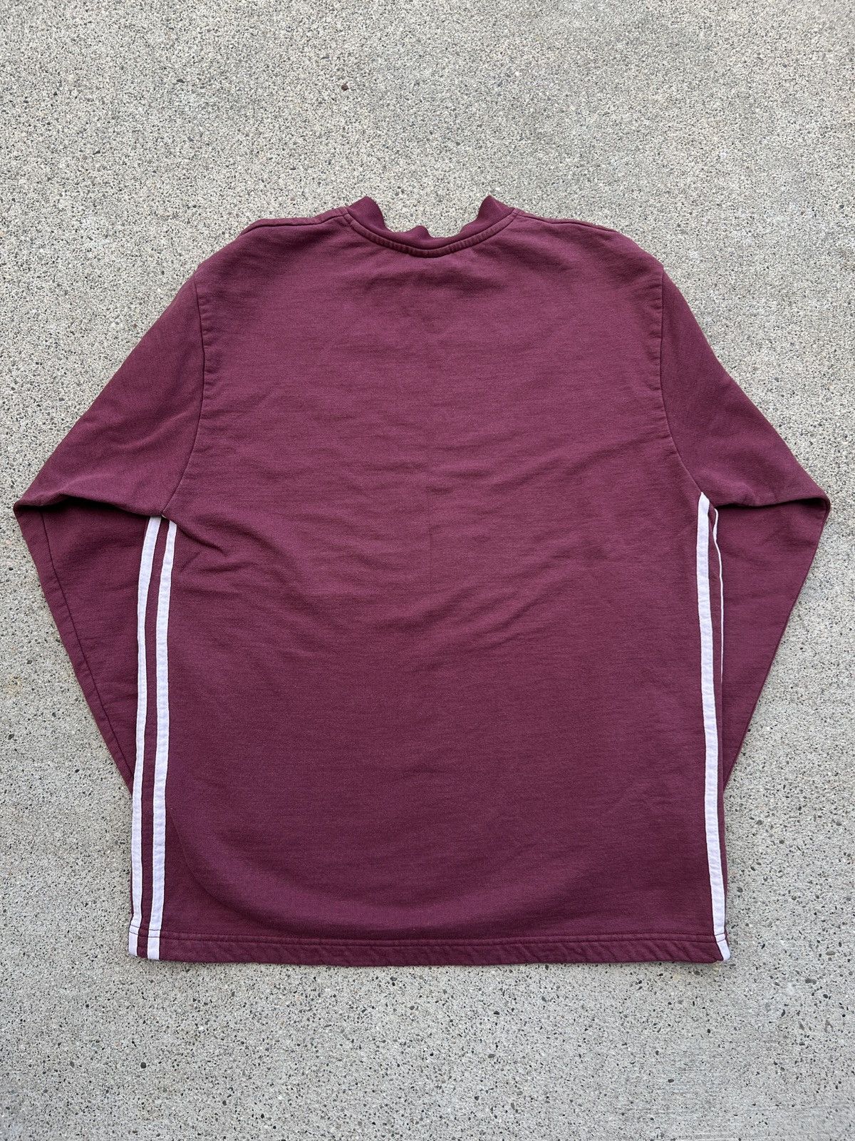 Adidas 1990s Vintage Adidas Burgundy Embroidered Striped Sweater Size US M / EU 48-50 / 2 - 2 Thumbnail