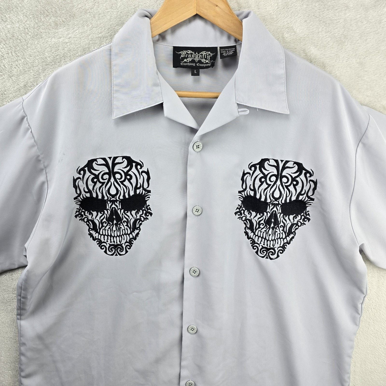 Dragonfly Vintage Dragonfly Clothing Shirt Men’s Large Gray Skull Size US L / EU 52-54 / 3 - 2 Thumbnail