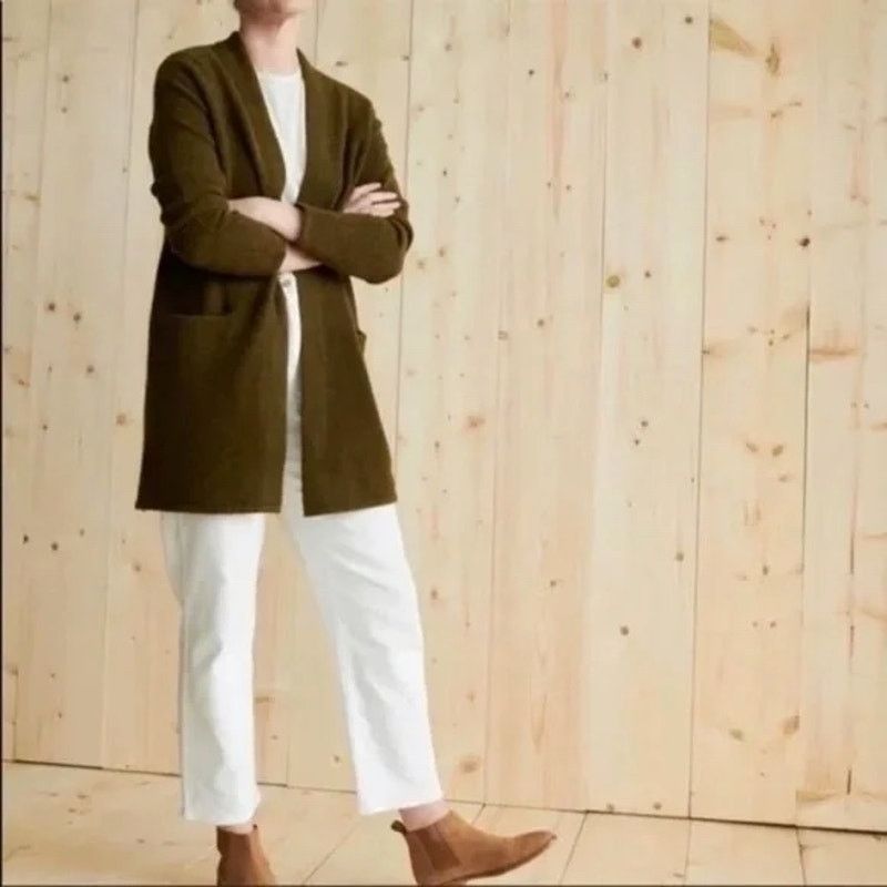 Neiman Marcus Jenni Kayne Merino Wool Yak Olive Green Open Cardigan SZ S Size S / US 4 / IT 40 - 1 Thumbnail