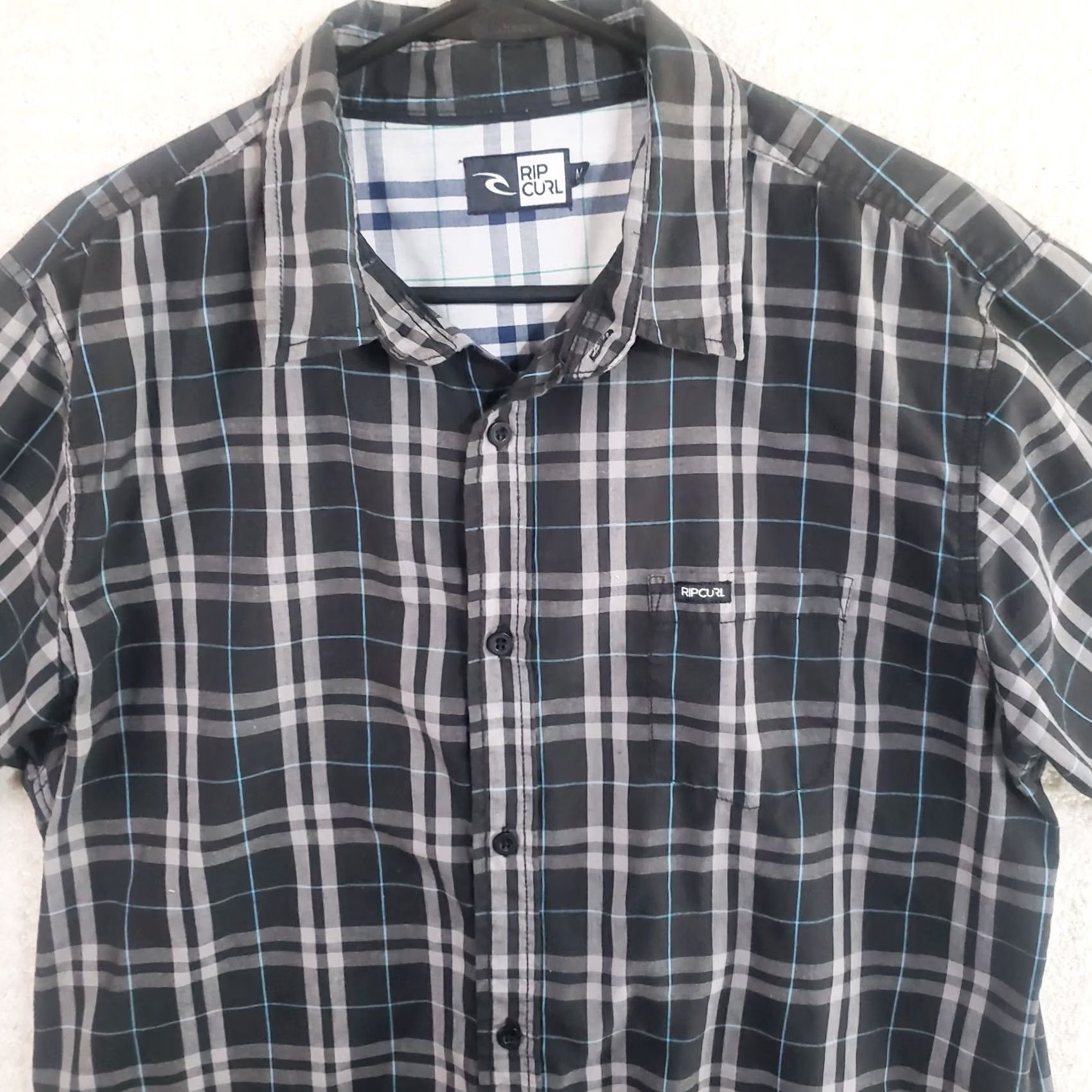 Rip Curl Rip Curl Mens M Black Plaid Short Sleeve Button Front Embroidered Shirt Size US M / EU 48-50 / 2 - 2 Thumbnail