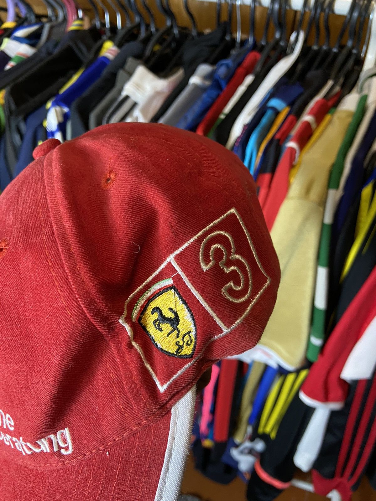 Ferrari × Vintage FERRARI GERMANY RACING NASCAR Y2K VELVET CAP MENS Size ONE SIZE - 4 Thumbnail