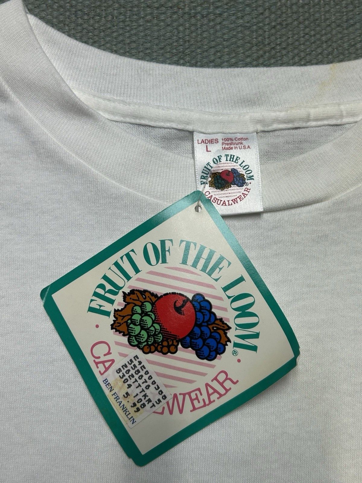 Vintage Vtg 90s blank white t shirt fruit the loom DEADSTOCK large Size L / US 10 / IT 46 - 6 Thumbnail
