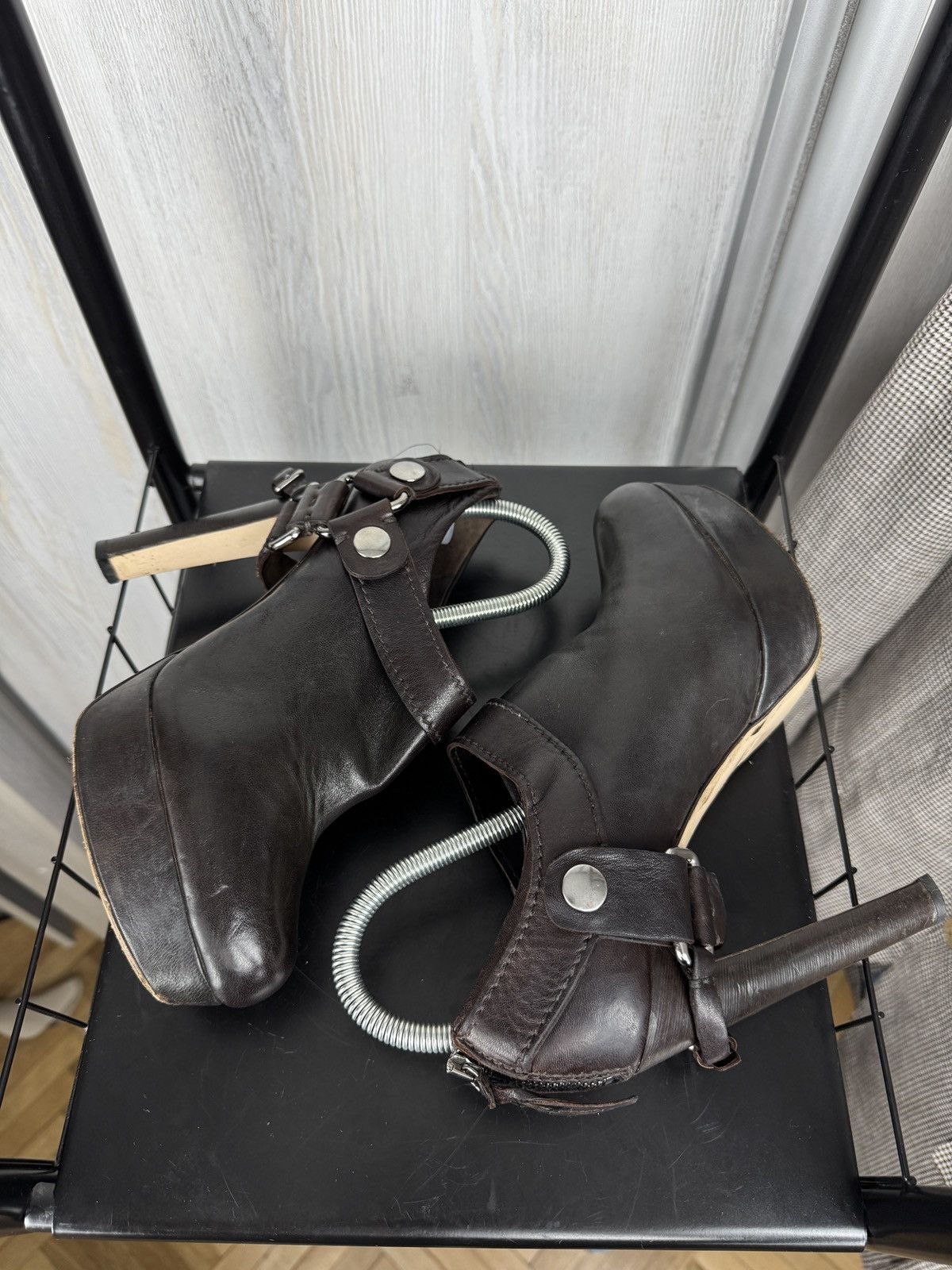 Miu Miu MIU MIU Biker Pumps Boots Heels Women's Brown Leather 39.5 Size US 9.5 / IT 39.5 - 9 Thumbnail