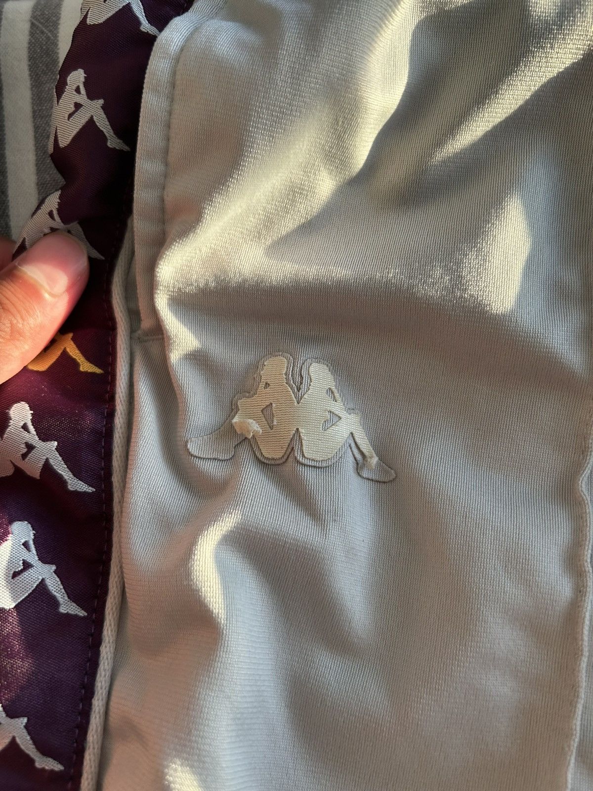 Kappa Kappa Silver Track Pants with Burgundy Logo Tape Size US 30 / EU 46 - 2 Thumbnail