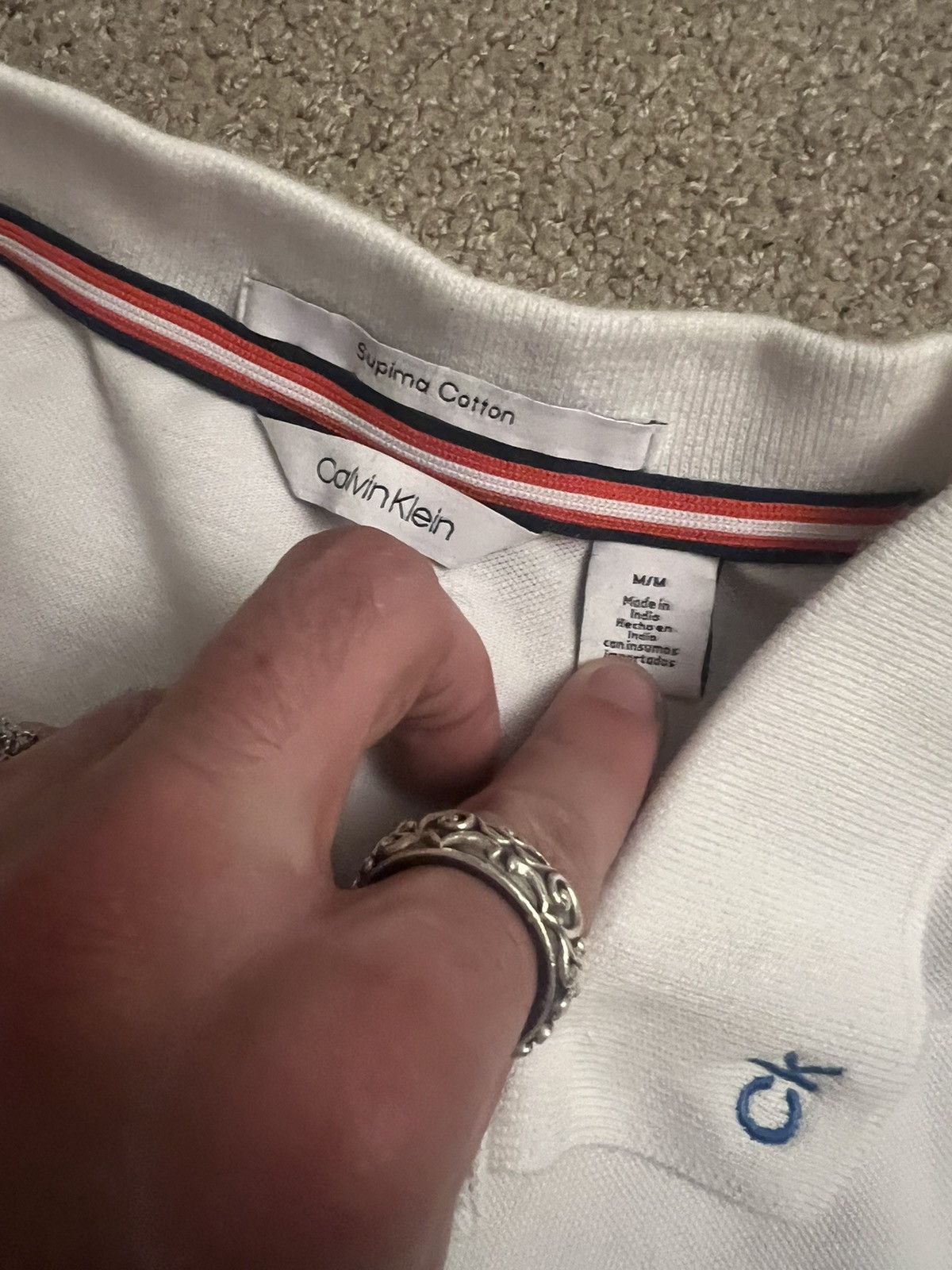 Calvin Klein Calvin Klein Shoulder Print White Polo Shirt Size US M / EU 48-50 / 2 - 2 Thumbnail