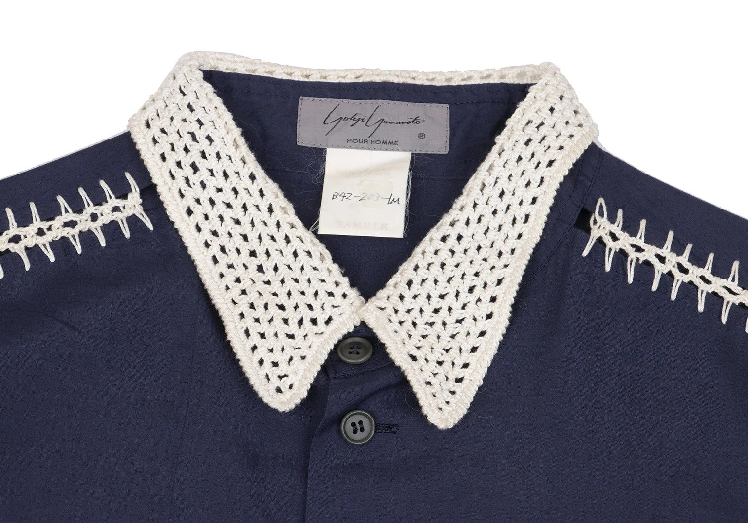 Yohji Yamamoto Yohji Yamamoto Crochet Lace Panel Shirt Size US M / EU 48-50 / 2 - 3 Thumbnail