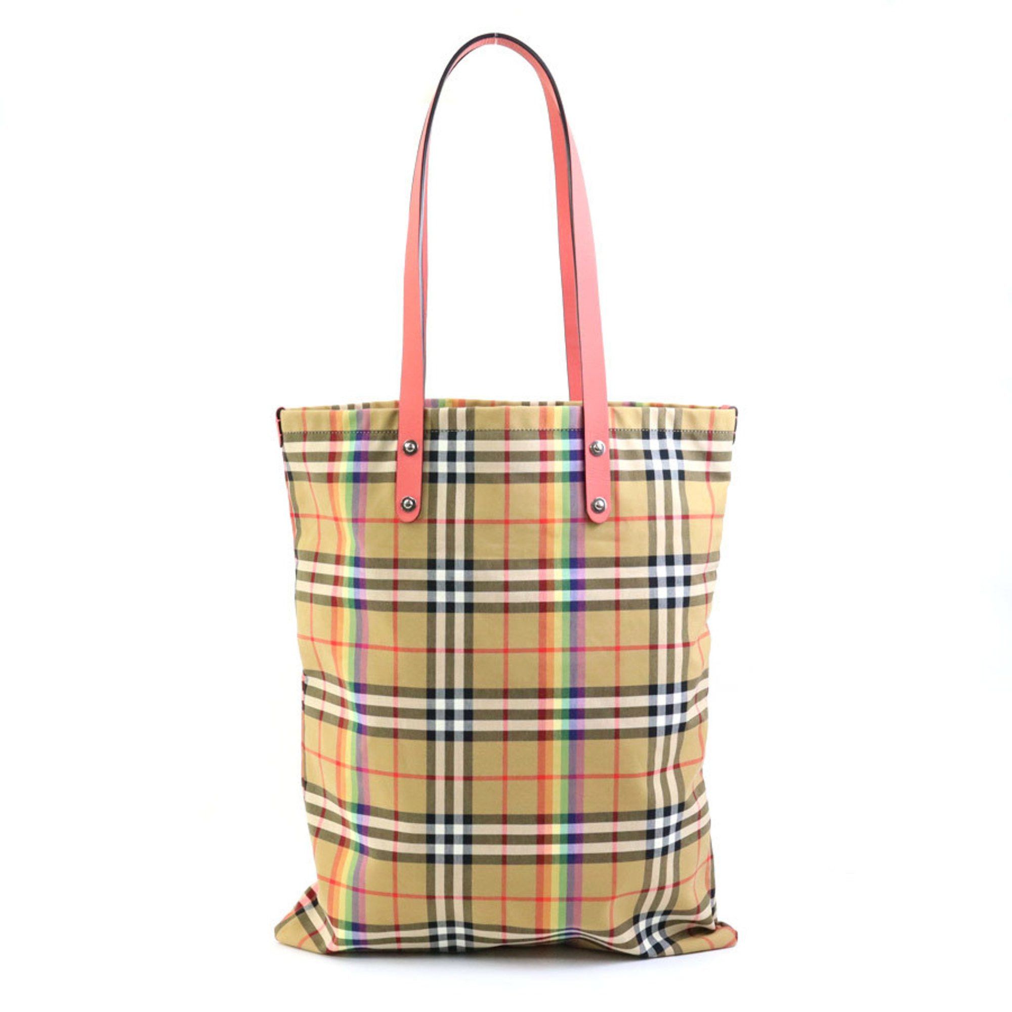image of Burberry Shoulder Bag Tote Cotton/leather Pink X Beige Unisex, Women's