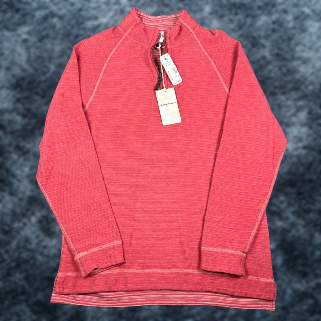 Tommy Bahama Tommy Bahama Flip Breaker 1/2 Half Zip Pullover Mens M Red Sail Reversible Sweater Size US M / EU 48-50 / 2 - 1 Thumbnail