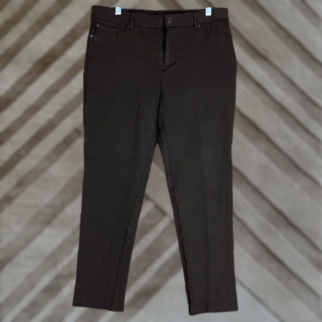 Vintage Chicos Womens Pants Brown Mid Rise Jeggings Stretch 1.5 Short MP Petite Regular Tailored Casual Workwear Women Pants Jegging Size 32" / US 10 / IT 46 - 1 Thumbnail