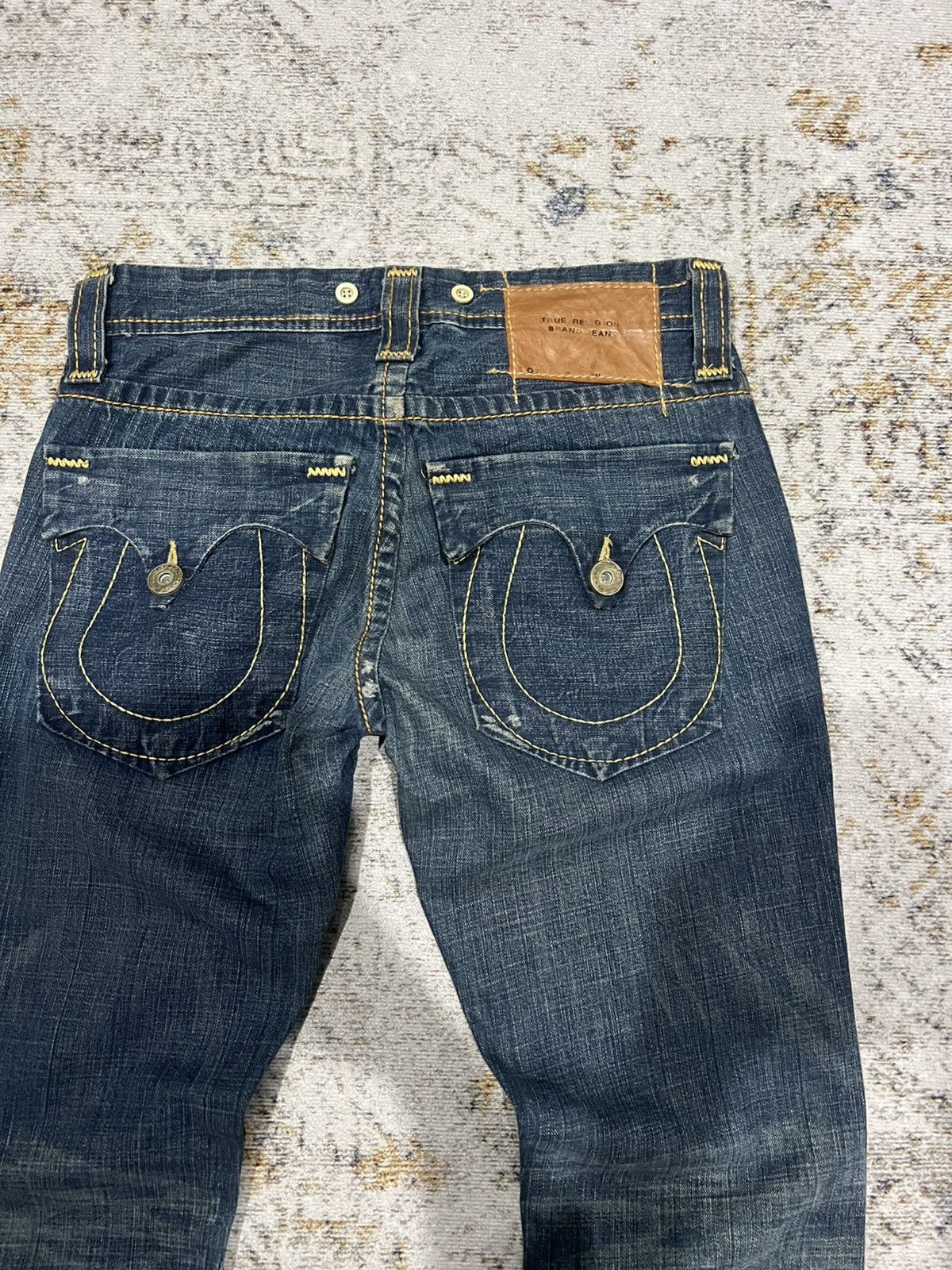 True Religion × Vintage Flared True Religion Mix Leather Bootcut Jeans Size US 30 / EU 46 - 3 Thumbnail