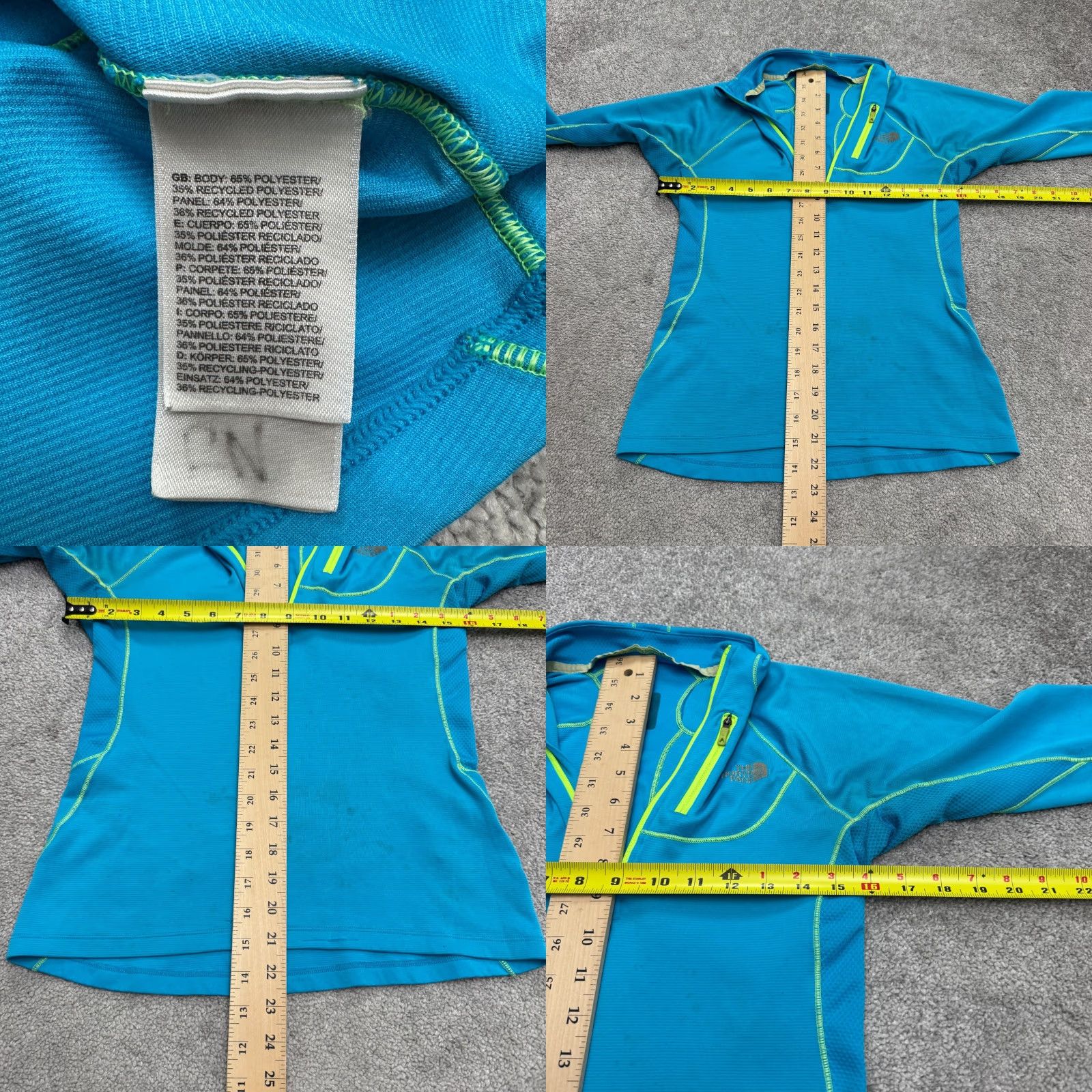 The North Face The North Face FlashDry 1/4 Zip Pullover Jacket Womens Small Blue Neon Green Size S / US 4 / IT 40 - 9 Thumbnail