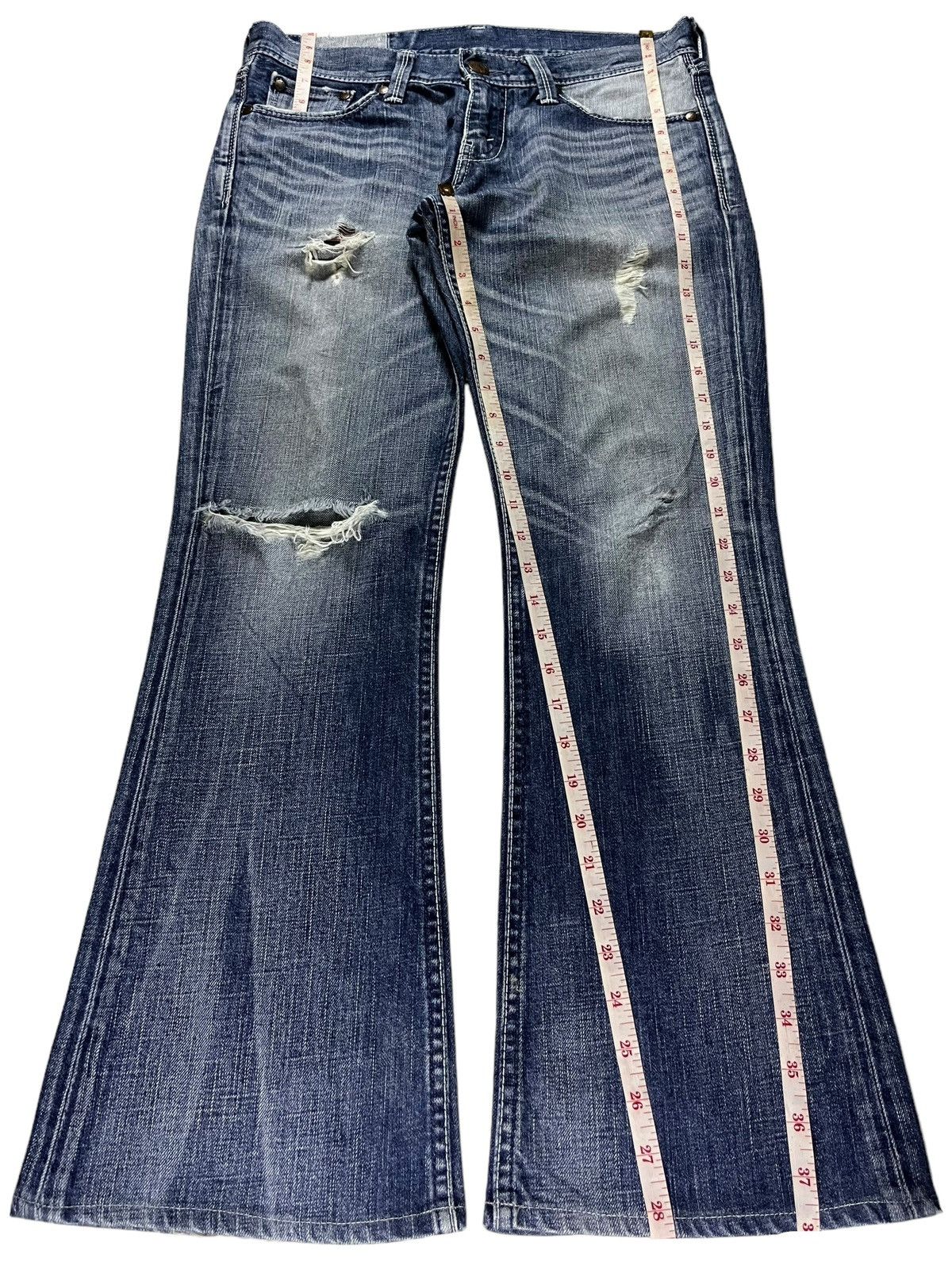 Levi's × Levi's Vintage Clothing Vintage 90s Levis Star Faded Wash Distressed Flare Jeans Size 32" / US 10 / IT 46 - 12 Thumbnail