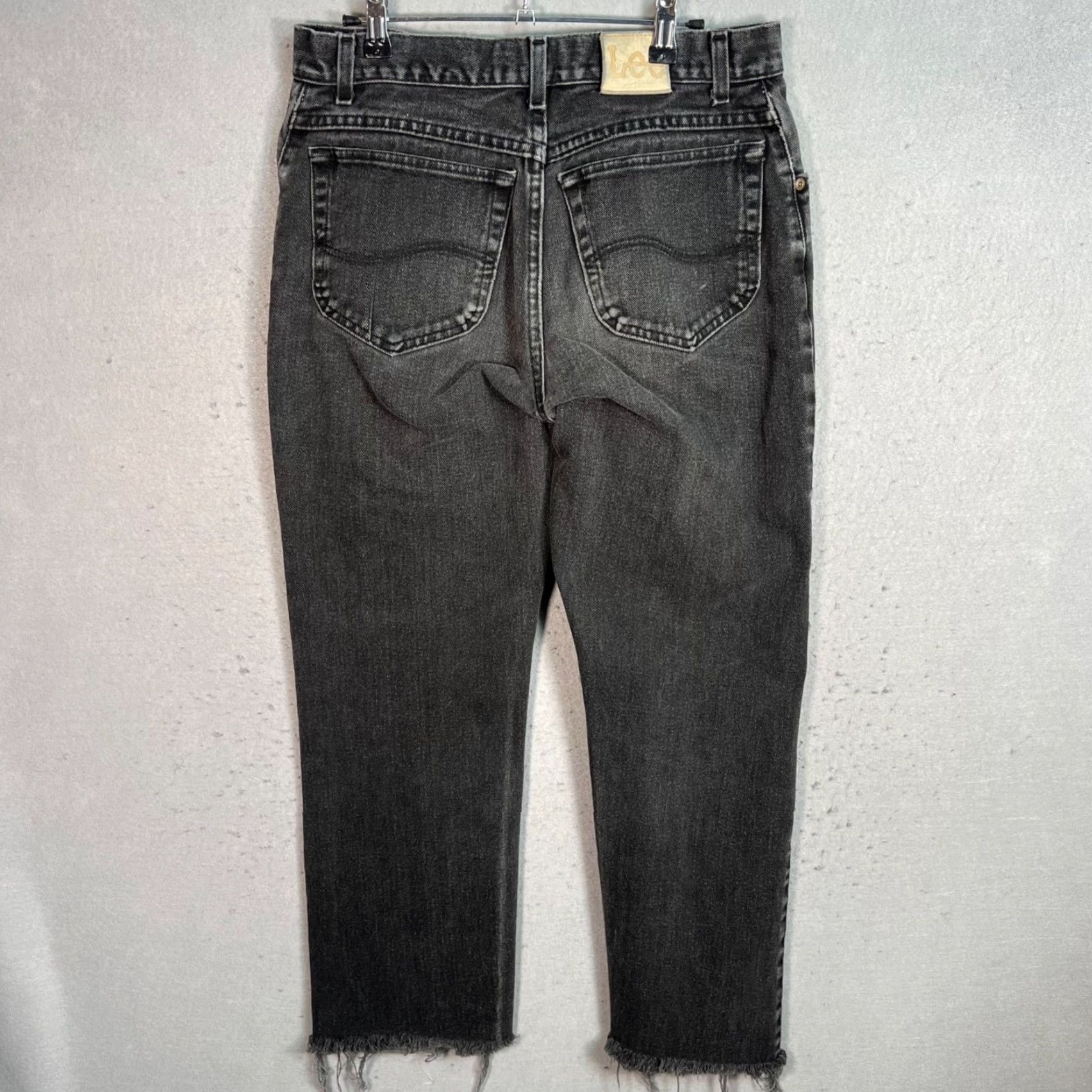 Lee Lee Mens Black Denim Jeans Straight Leg 5-Pocket Size 33 x 34 Regular Inseam 28" Cotton Blend Vintage: No Size US 33 - 2 Thumbnail
