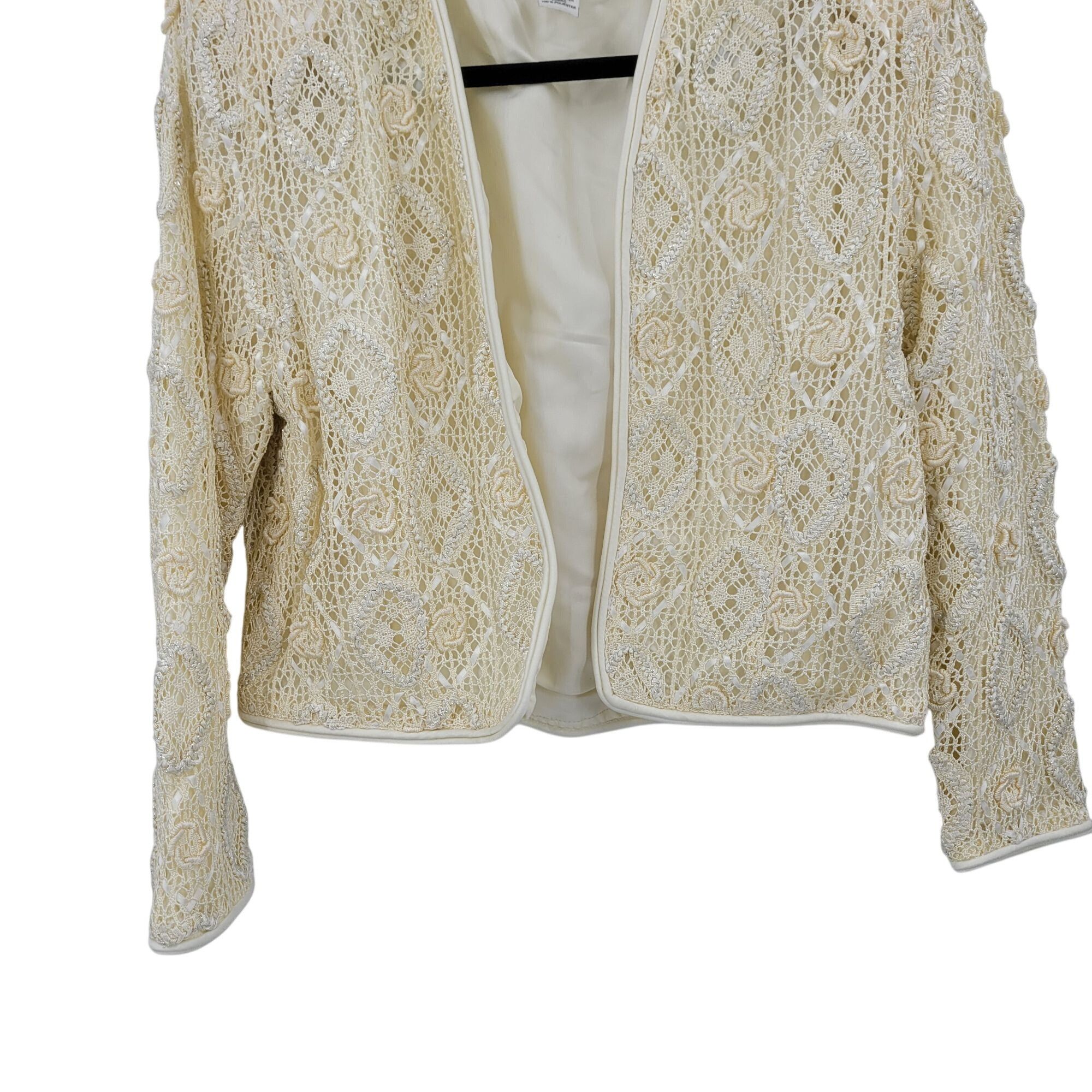 Vintage Vintage Handcrafted Formal Crochet Bolero Jacket M Vanilla O Size M / US 6-8 / IT 42-44 - 7 Thumbnail