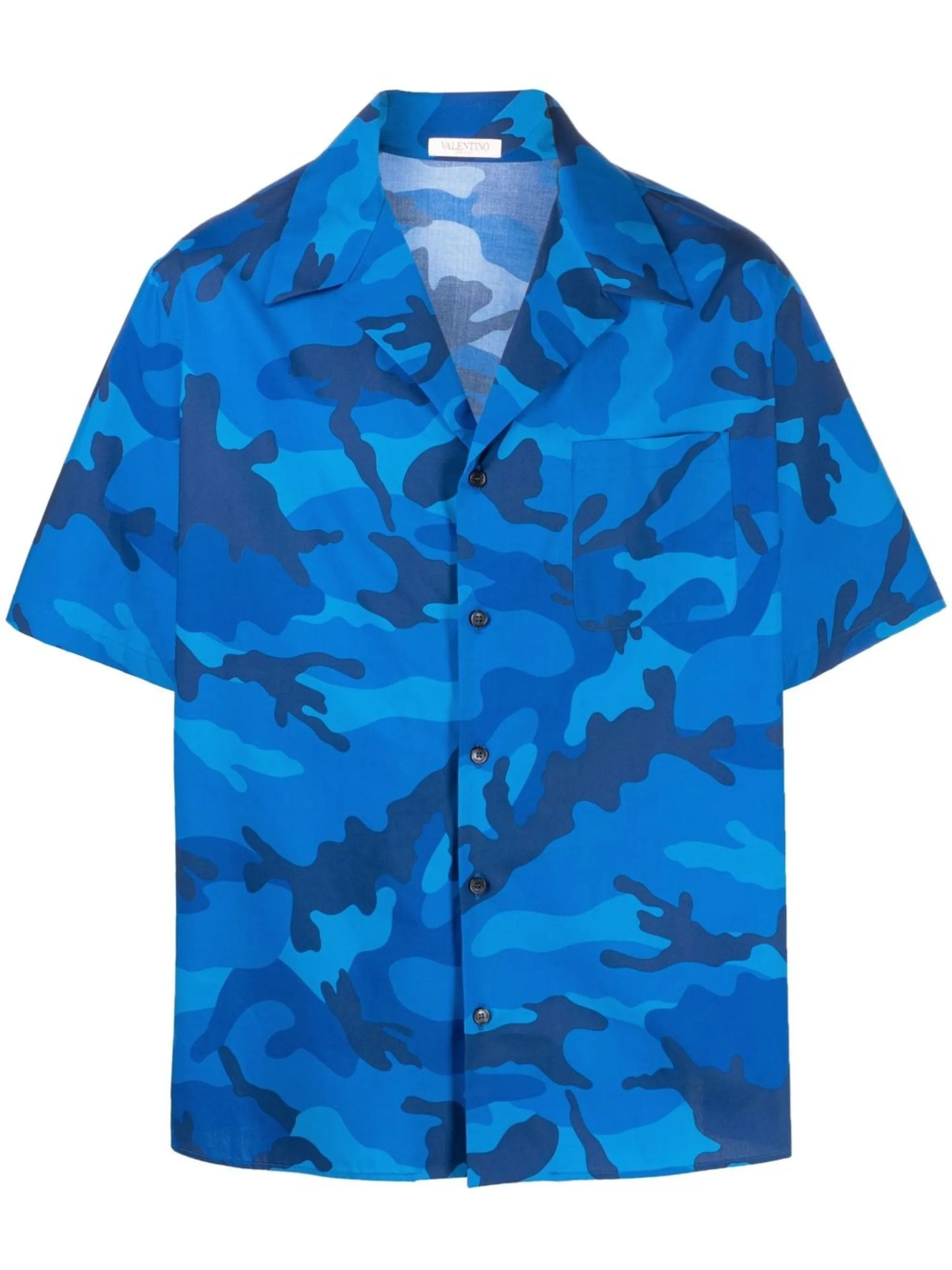 Valentino o1y0525 Patterned Camouflage Shirt in Blue Size US S / EU 44-46 / 1 - 1 Thumbnail