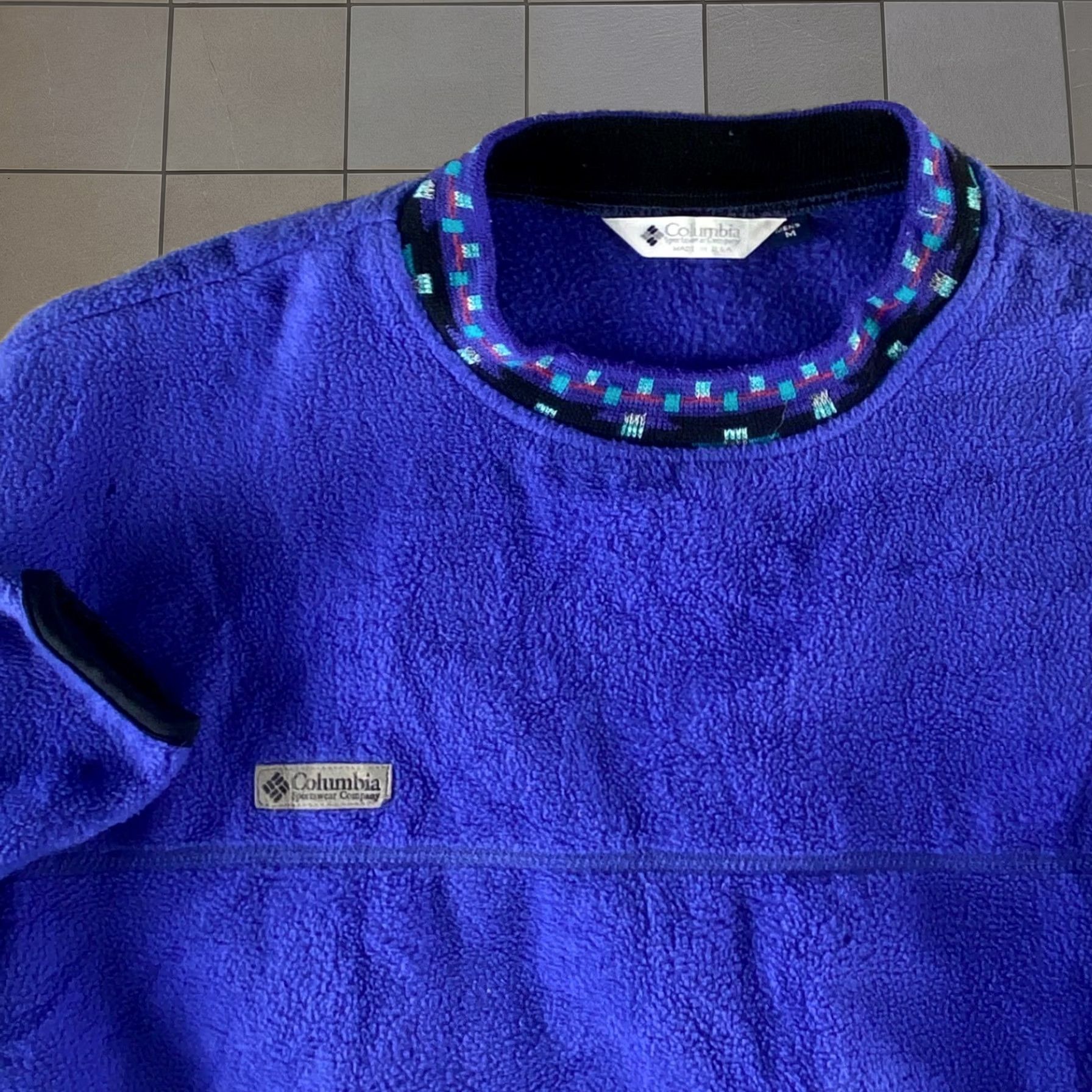 Vintage Columbia Sportswear Pullover Fleece Blue Mens M Made In Usa Warm Read, Men's